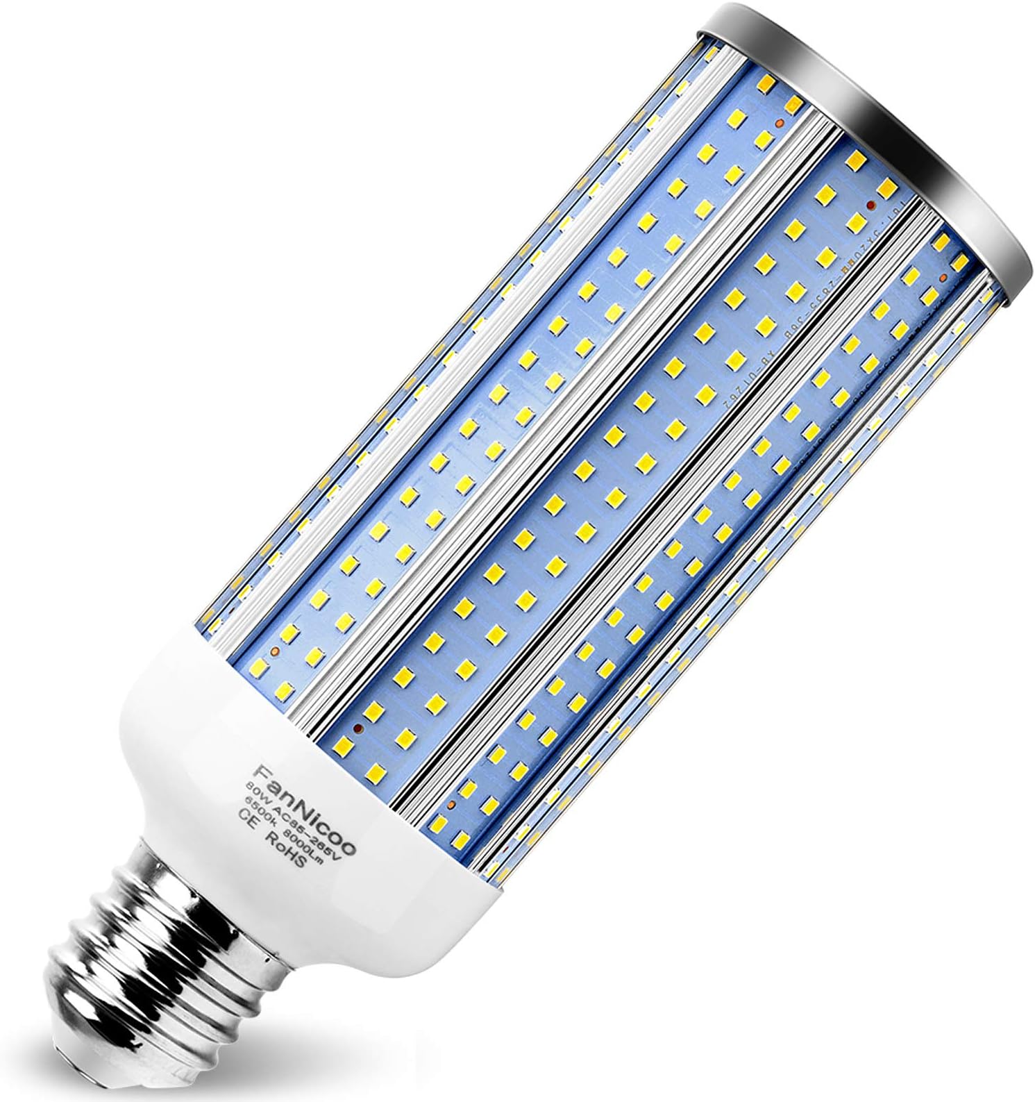 LED Corn Light Bulb E39 Base 800W Equivalent 80W 6500K 8000 Lumen Large Area Cool Daylight White for Outdoor Indoor Garage Warehouse Workshop Street Factory Backyard Barn