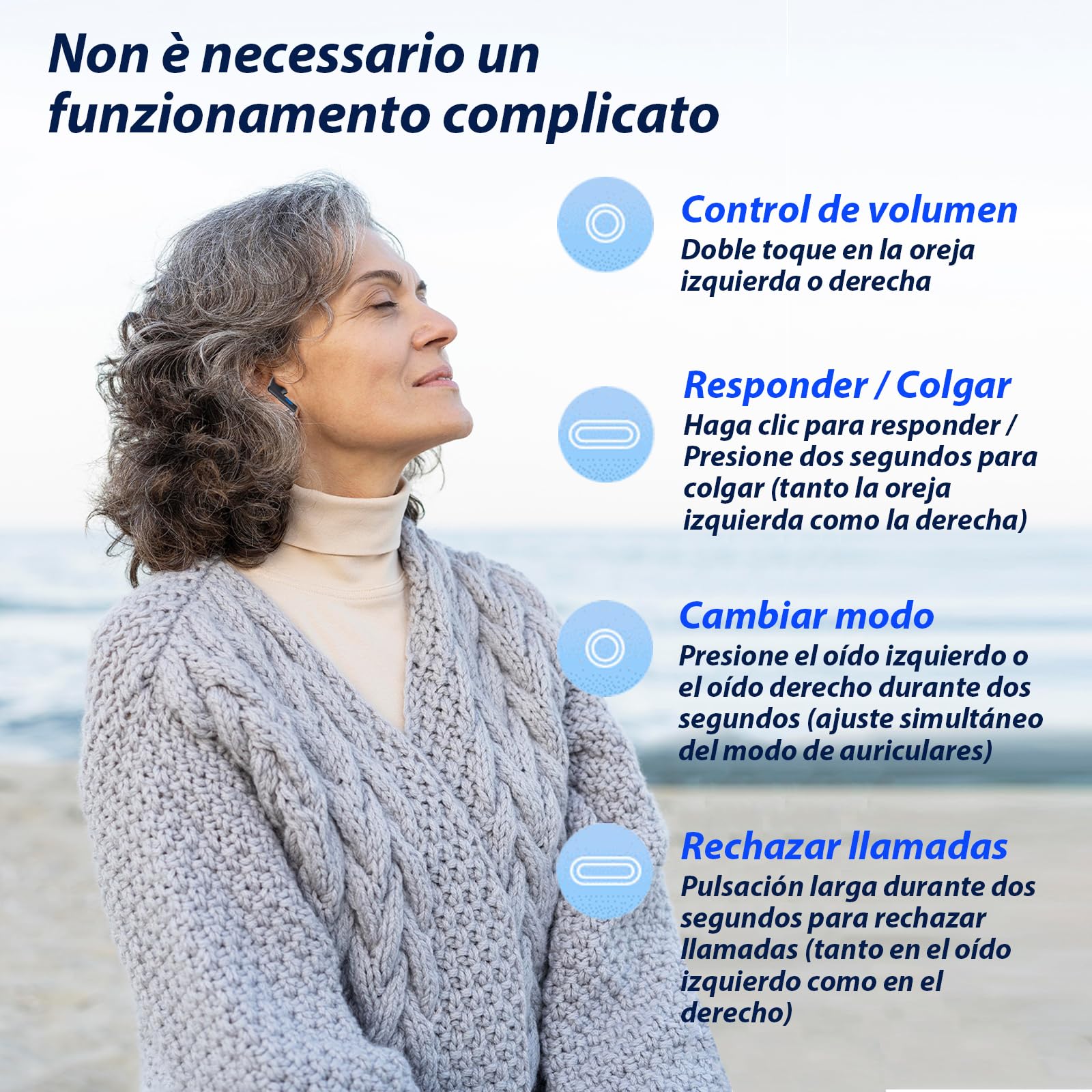 Britzgo Appareil rechargeable avec annulation intelligente du bruit et Bluetooth pour personnes âgées et adultes (A3-Blanc)