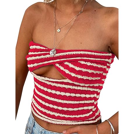 Ravishing Red and White Striped Tube Top: A Sultry Summer Sojourn