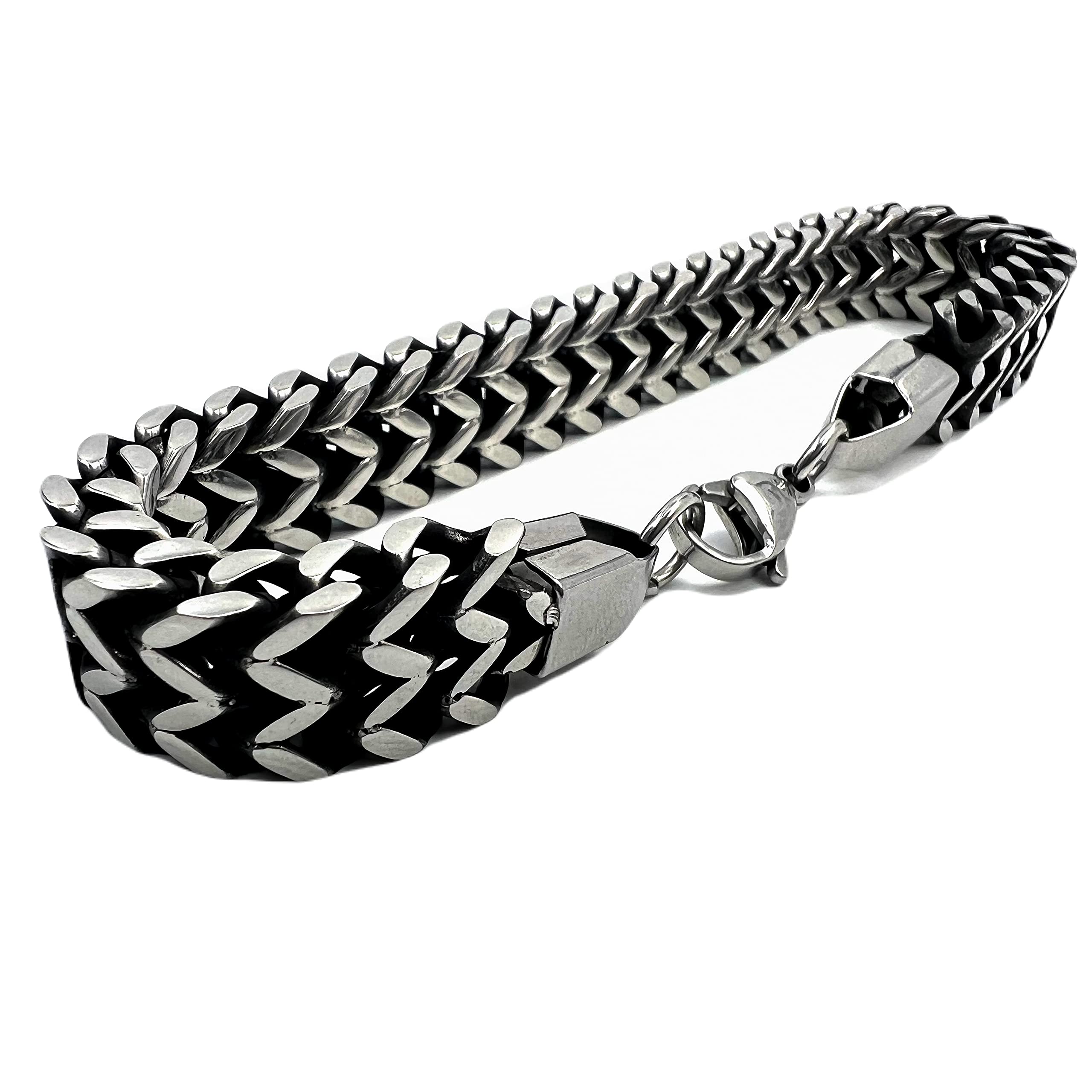 THE MEN THING FOXTAIL - 12.5mm Pure Titanium Steel Thick Bracelet, European Style - Antique Ion Plating with Lobster Claw Buckle for Men & Boys (9 inch) (B0BBSGSHY2) Amazon Price History, Amazon Price Tracker