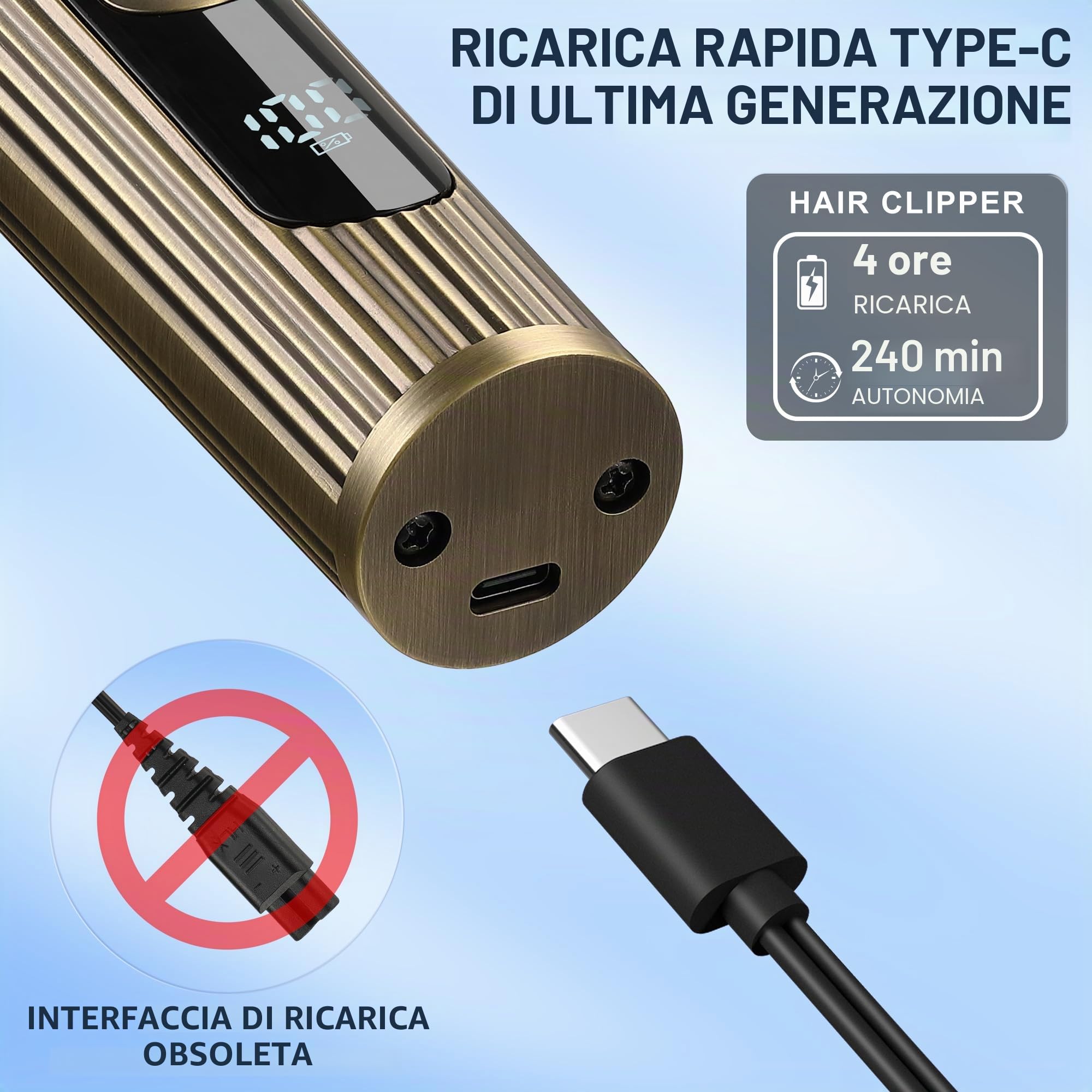 Hatteker Tagliacapelli Uomo Professionale Regolabarba Uomo Rasoio Elettrico Barba Macchinetta per Capelli Tagliabarba Trimmer Impermeabile 4 in 1