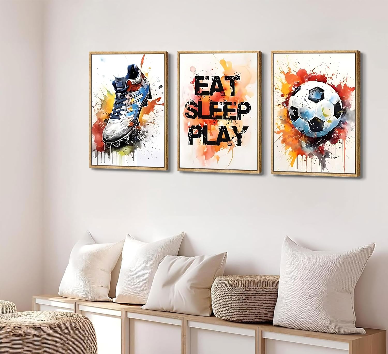 CZHFGJDSX Graffiti Soccer Wall Art Colorful Sport Wall Decor Poster Football Sneaker Gaming Picture Prints for Bedroom Boys Room Teen Kids Playroom Decoration Unframed 12x16 - Image 3