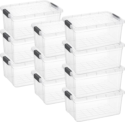 Miniatura 14 de Superio Cajas de almacenamiento transparentes con tapas, contenedores de plástico de 8.75 cuartos de galón para organizar, cajas apilables, sin BPA,