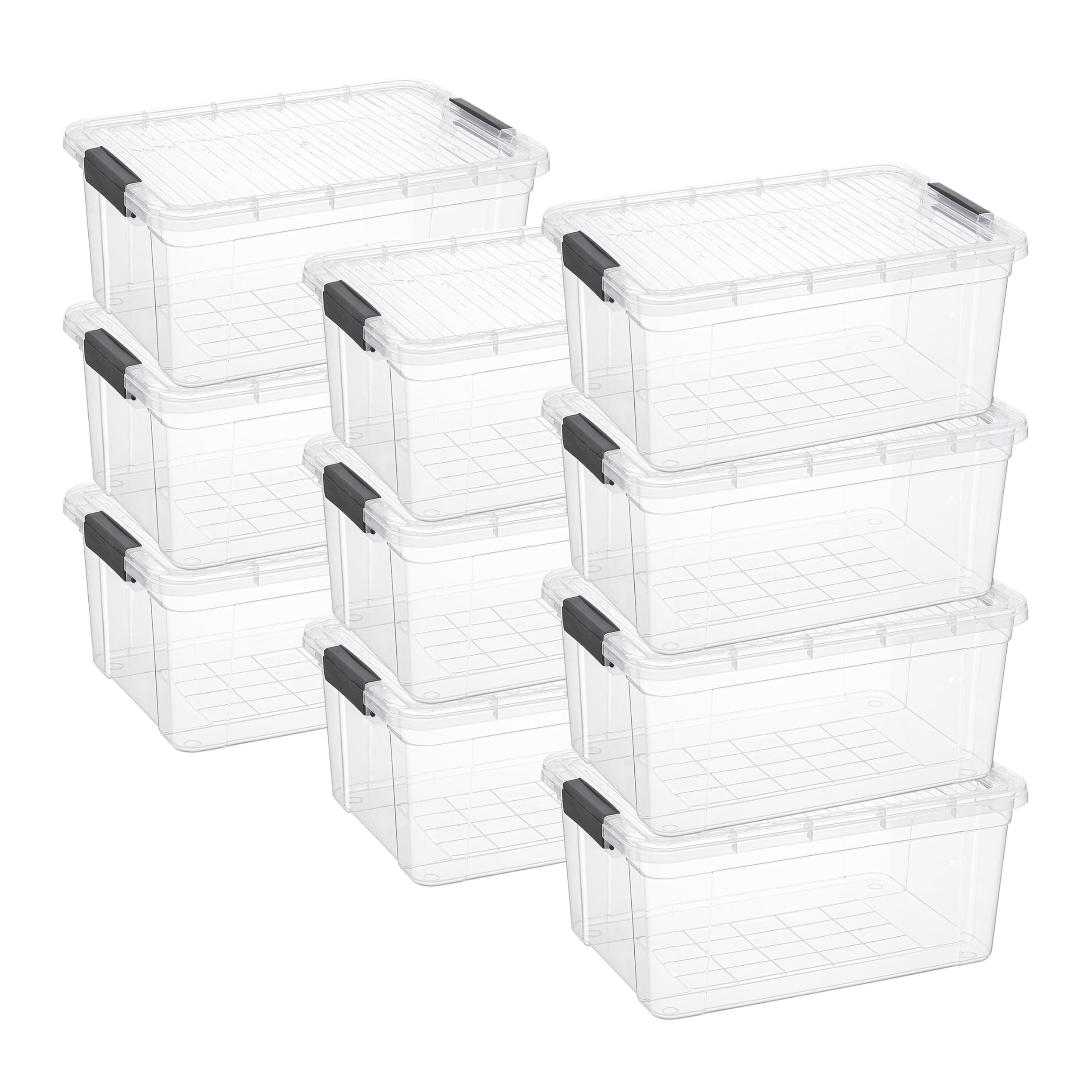 Superio 21 Quart Clear Plastic Storage Boxes with Lids, Stackable Organizer Containers, BPA-Free Storage Bins for Home, Office, School &amp; Dorm, 10 Pack