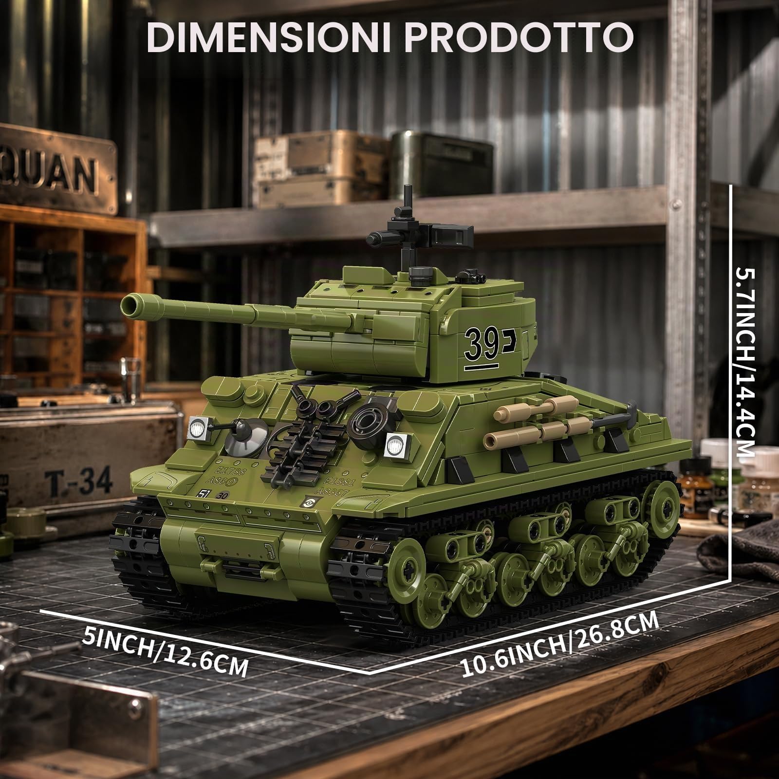 TYCOLE Set di Mattoncini per Carro Armato Sherman da 991 Pezzi, Modello Militare da Collezione della Seconda Guerra Mondiale da Costruire ed Esporre, Regali di Compleanno e Vacanze per Adulti, Ragazzi