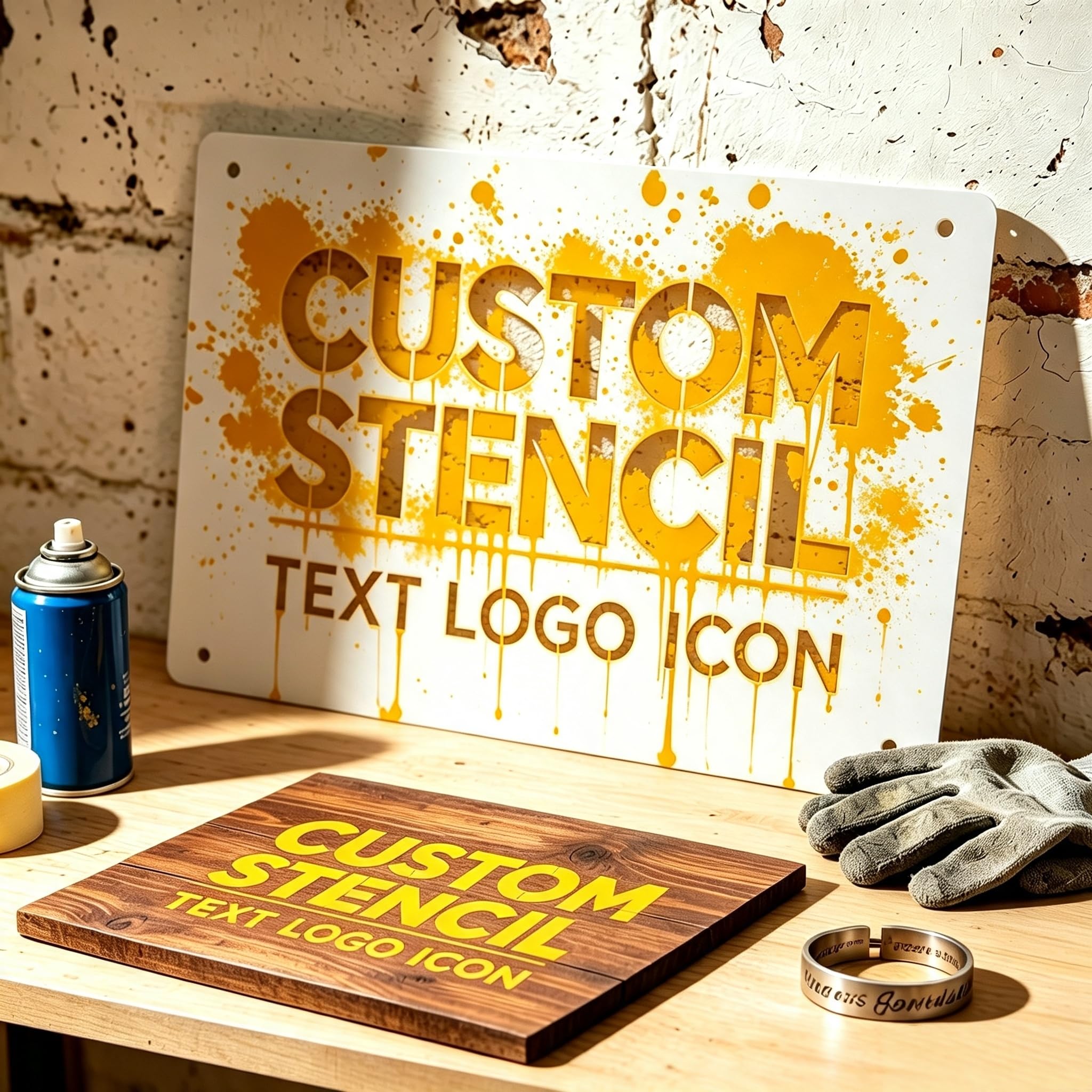 Personalised Stencils for Painting Make Your Own Stencil with Logo Text Reusable Wall Stencils for DIY Art on Wood Furniture Glass Fabric Card Paper (Spray Paint templates1)
