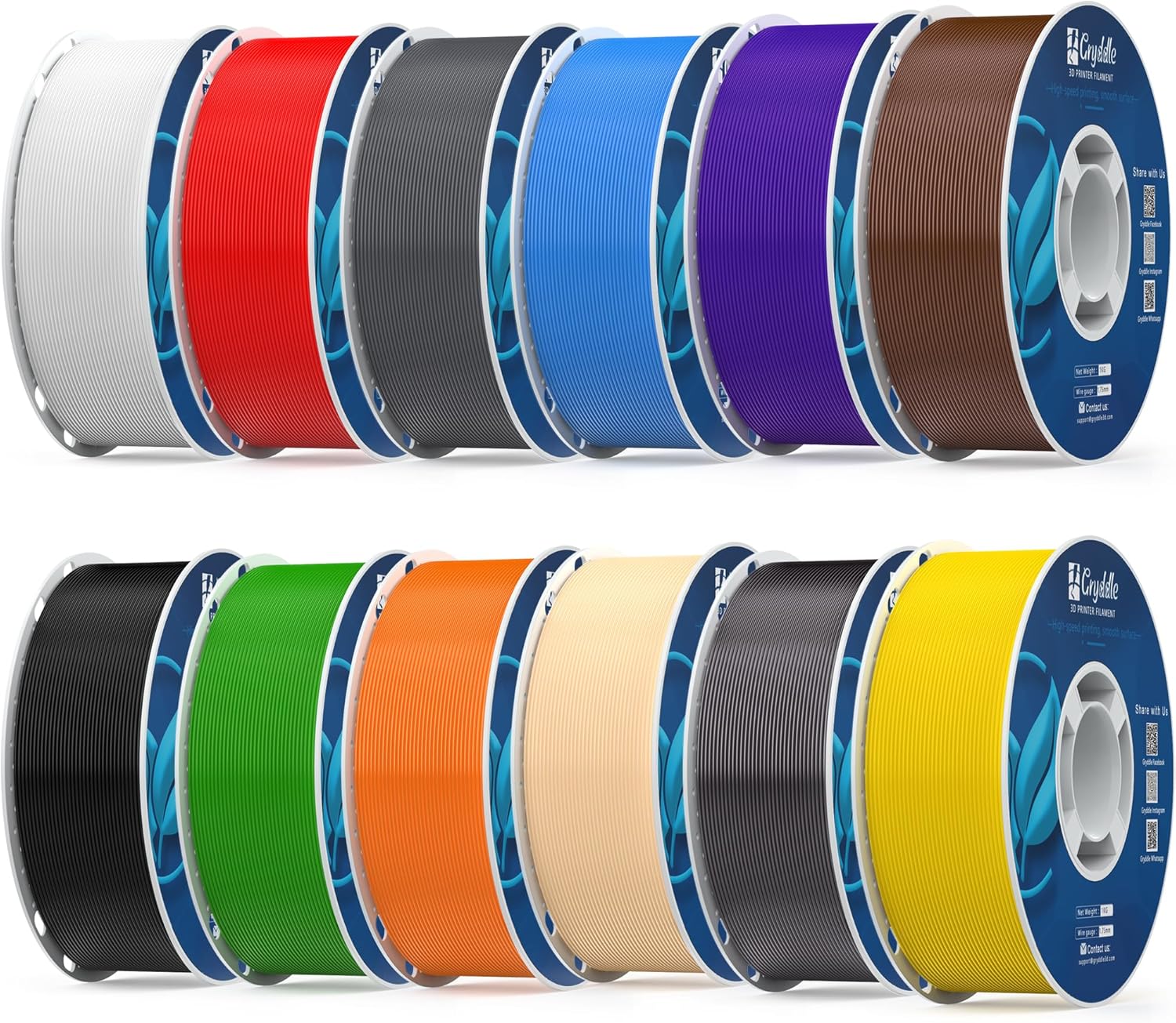 PETG Filament 12KG Color Mix Bundle – 12 Rolls Bundle, 1.75mm ±0.03mm High Precision, High Toughness & Heat Resistance, Compatible with FDM 3D Printers