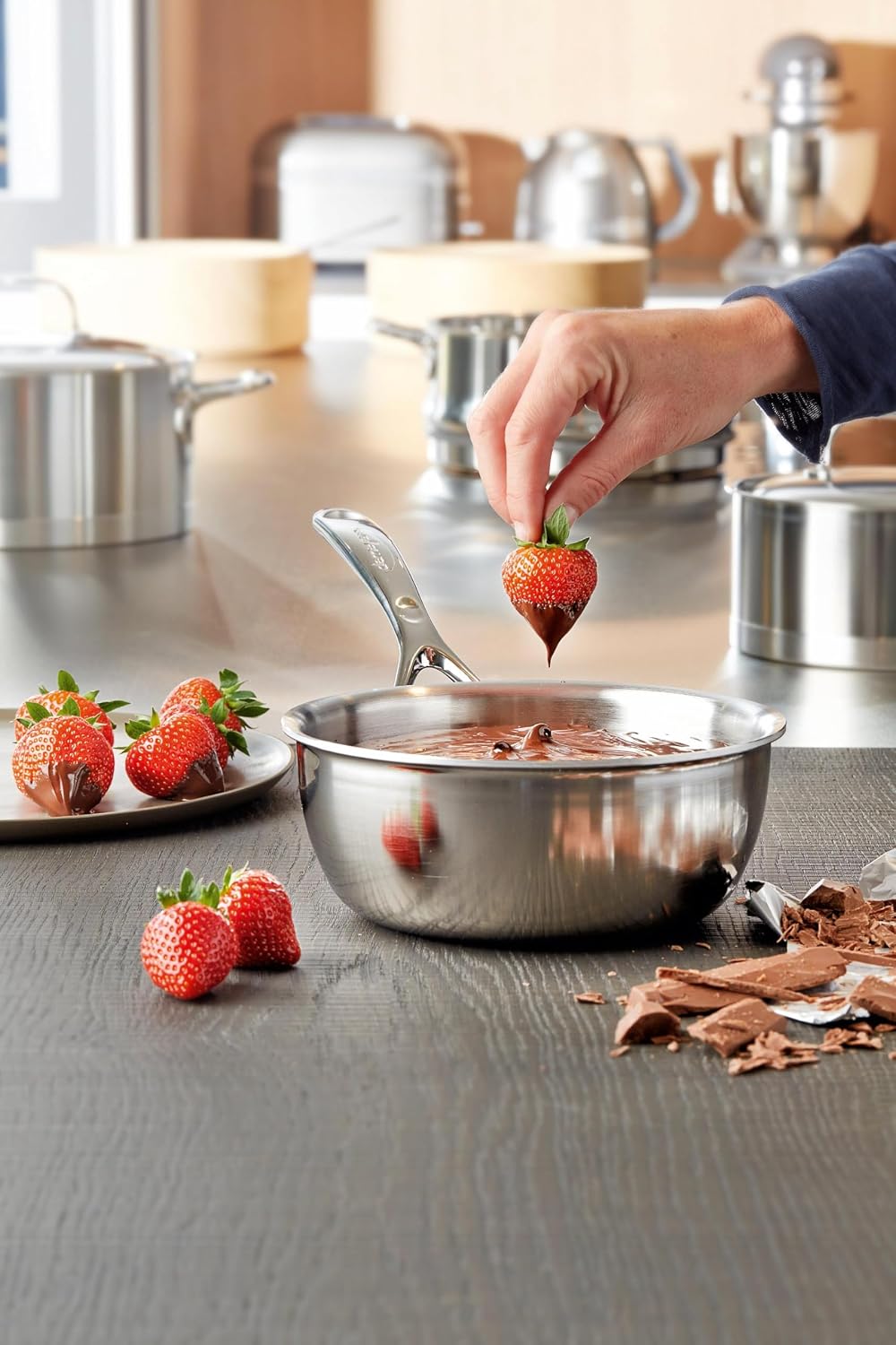 Demeyere Atlantis 2.6 Quart Conic Sauteuse Pan with Stainless Steel Lid
