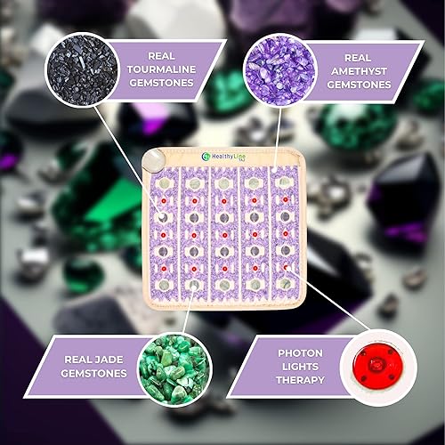 Miniatura 3 de HealthyLine TAJ - Almohadilla térmica de infrarrojo lejano, pequeña alfombrilla de piedras preciosas de cristal natural para el dolor de espalda,