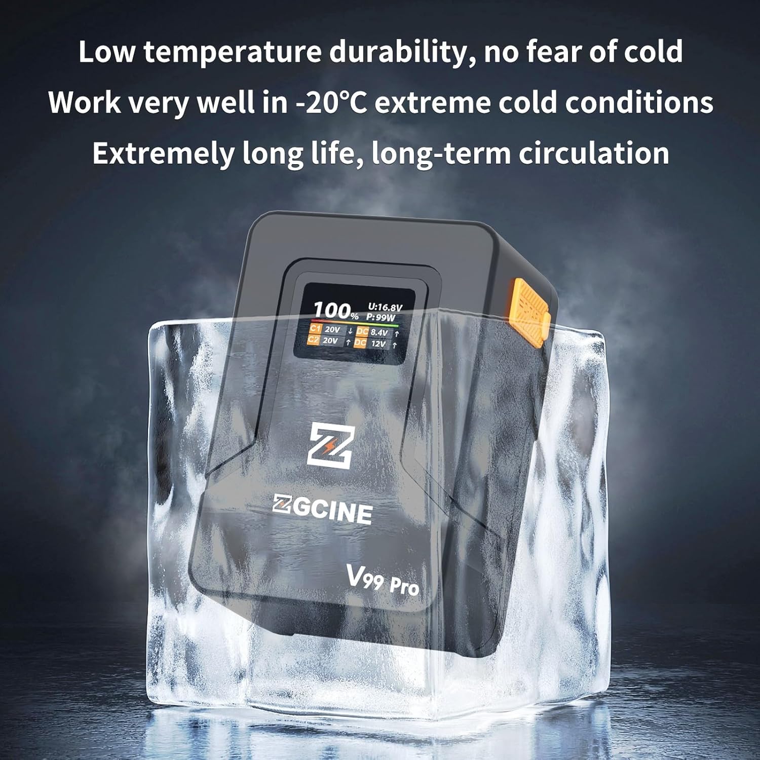ZGCINE ZG-V99 Pro V-Mount Battery,100W Output Power with 1.5h Fast Charging,with USB-C,D-Tap,DC Ports,OLED Screen,Widely Compatible for Cameras,Smartphones,Computers,Video Light