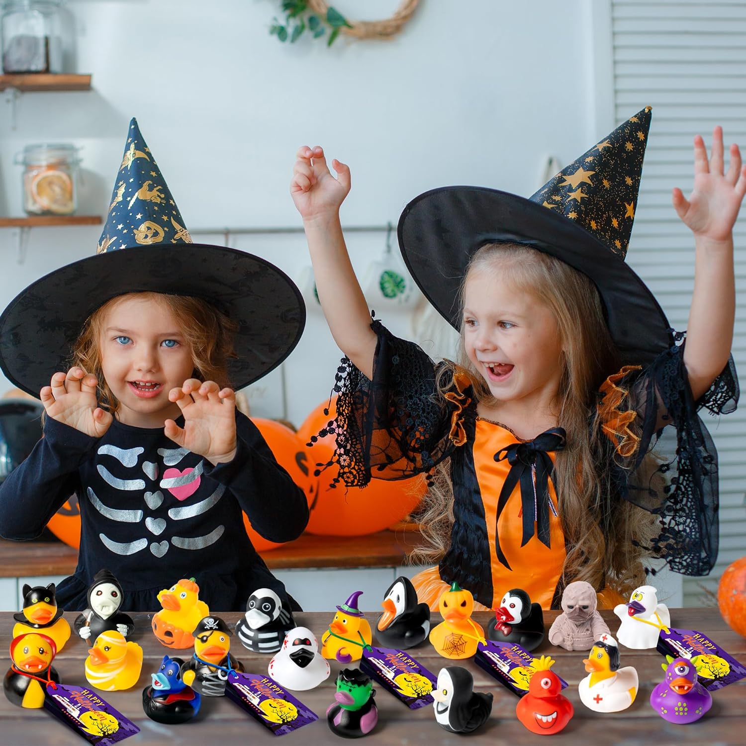 H1vojoxo Halloween Rubber Duck Bulk - 40 Set Halloween Party Favors Rubber Ducks Baby Shower Accessories Trick or Treat Fillers Ghost Pumpkin Ducks for Ducking Gift Exchange