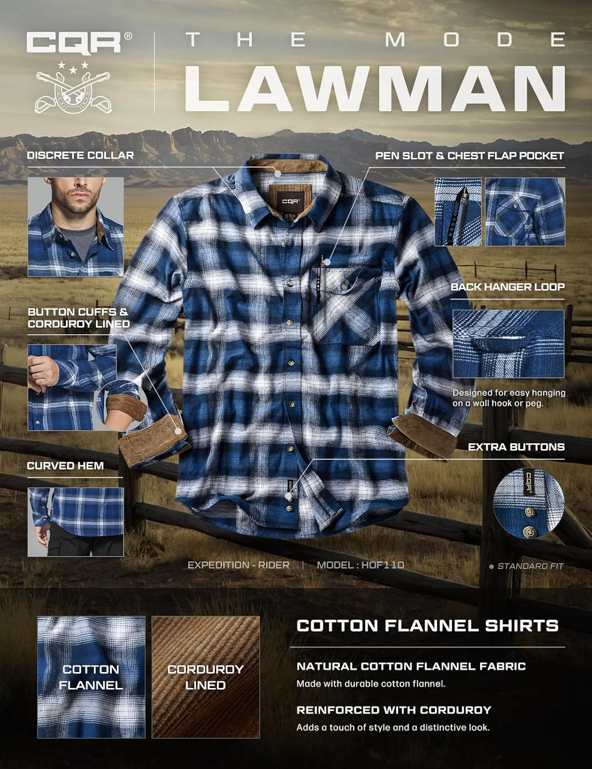 CQR Men's 100% All Cotton Button Down Flannel Shirts, Long Sleeve Brushed Warm Soft Casual Outdoor Plaid Shirt - Image 6