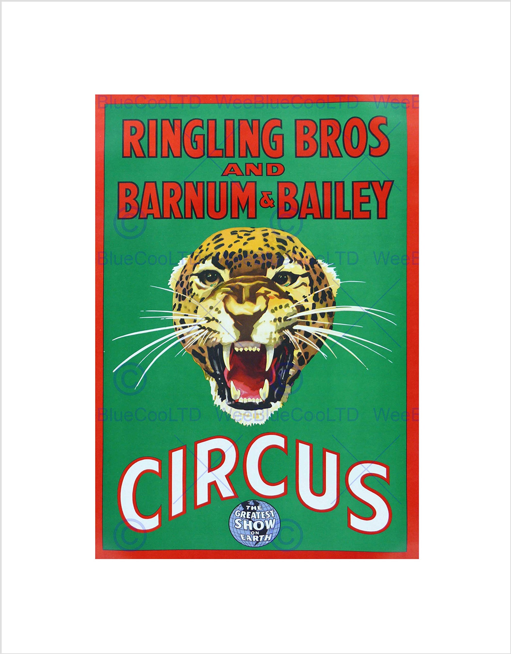 Wee Blue CooCircus Ringling Bros Barnum Bailey Show Jaguar Cat Wall Art Print