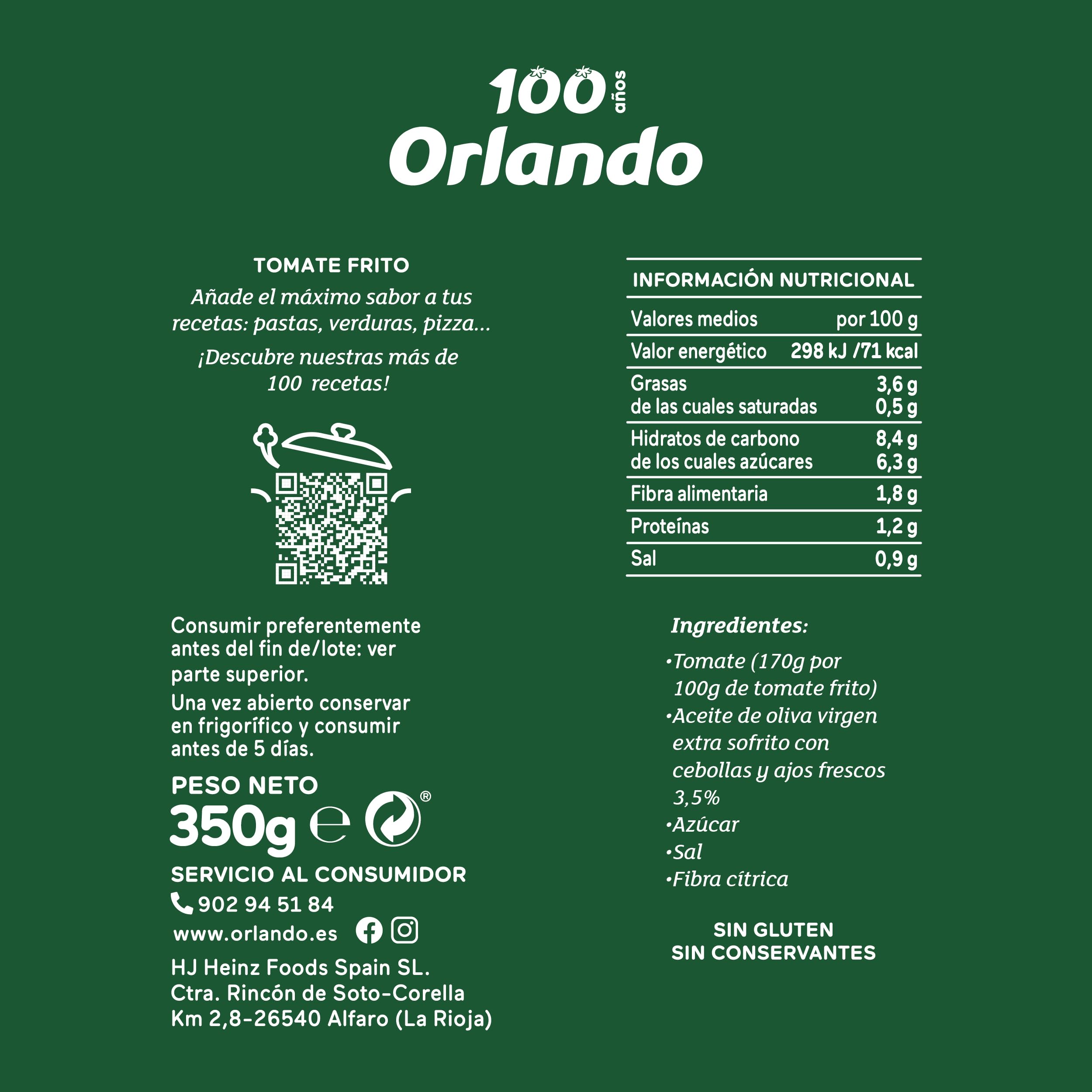 Orlando Tomate Frito Aceite de Oliva Virgen Extra Brik Pack 3 x 350g