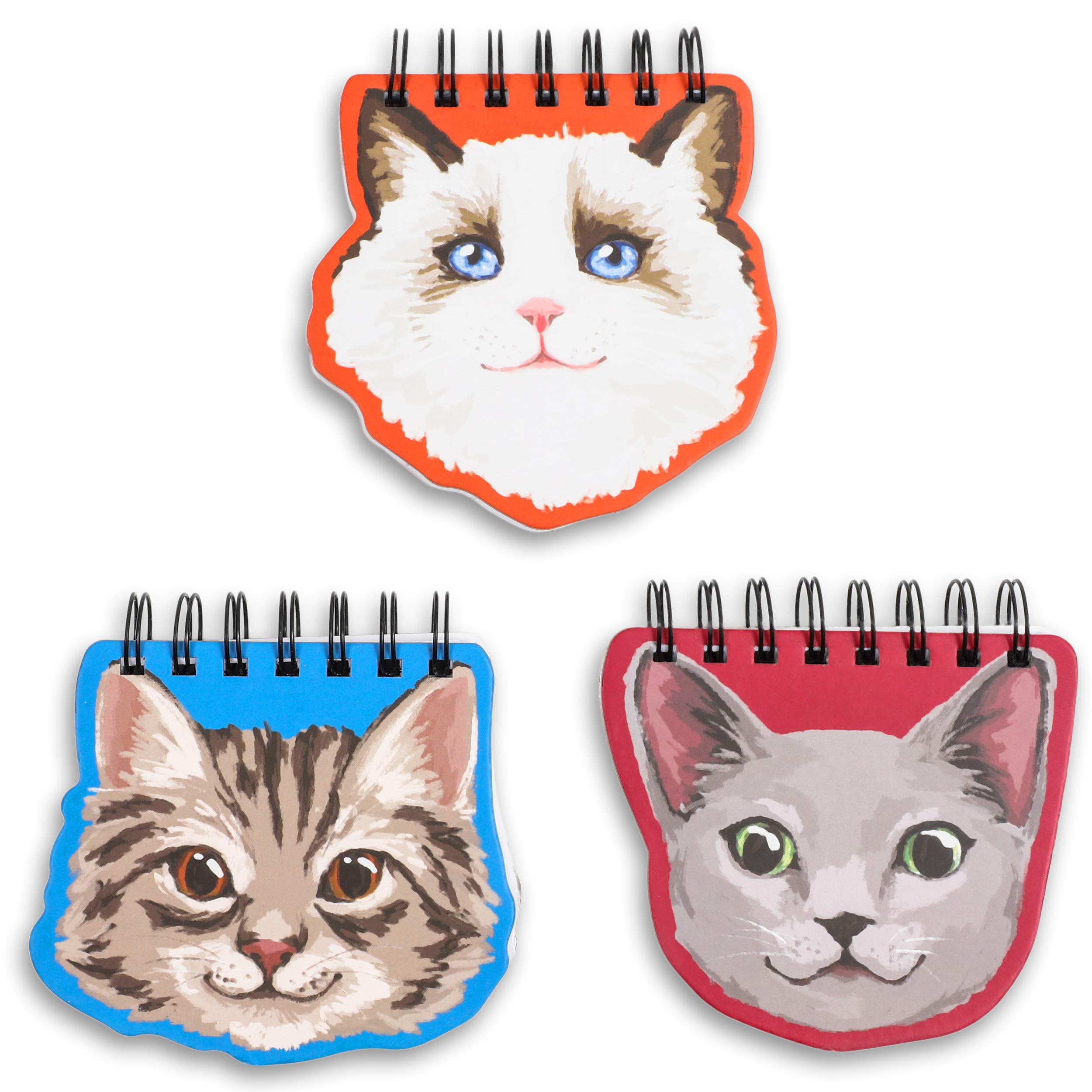 Cat Lover's Hardcover Notebook, 3 Die Cut Designs (4.5 x 5.5 Inches, 3 Pack)