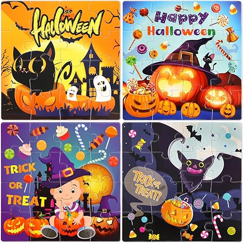 Miniatura 2 de WorldBazaar Rompecabezas de Halloween para niños de 4 a 8 años, paquete de 24 mini rompecabezas de truco o trato para bolsas de regalos, regalos de