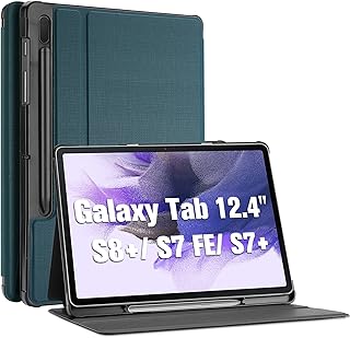 ProCase Galaxy Tab S8 Plus/S7 FE 2021/S7 Plus 2020 12.4 Inch Case with S Pen Holder(SM-X800 X806 T730 T736 T970 T975 T976 T978), Slim Stand Folio Smart Cover for 12.4" Galaxy Tab S8+ S7 FE S7+ -Teal