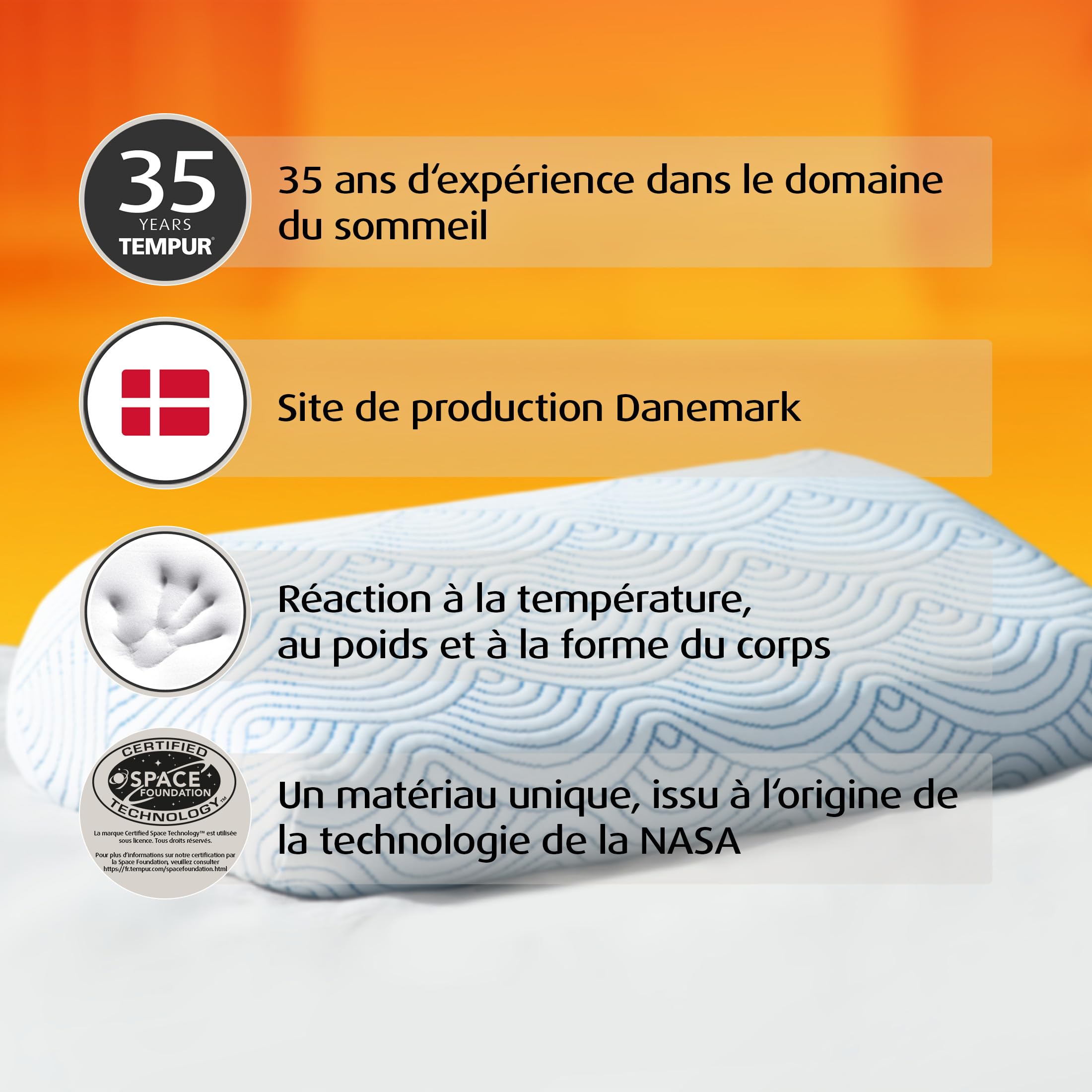 TEMPUR Oreiller Ease, fermeté Ferme, 50 x 31 x 10/5 cm
