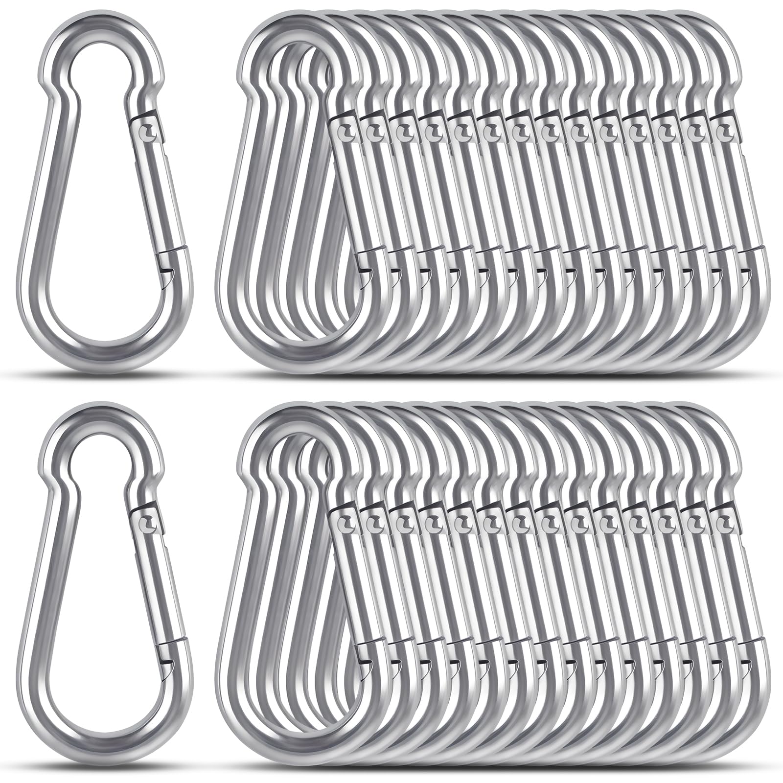 KATUMO 2 Inch Carabiner Clip, 304 Stainless Steel Spring Snap Hook, 207LBS Holding Capacity Quick Link Clip, Small Metal Clips for Key Chain Flag Dog Leash Camping Hiking Fishing Hanging