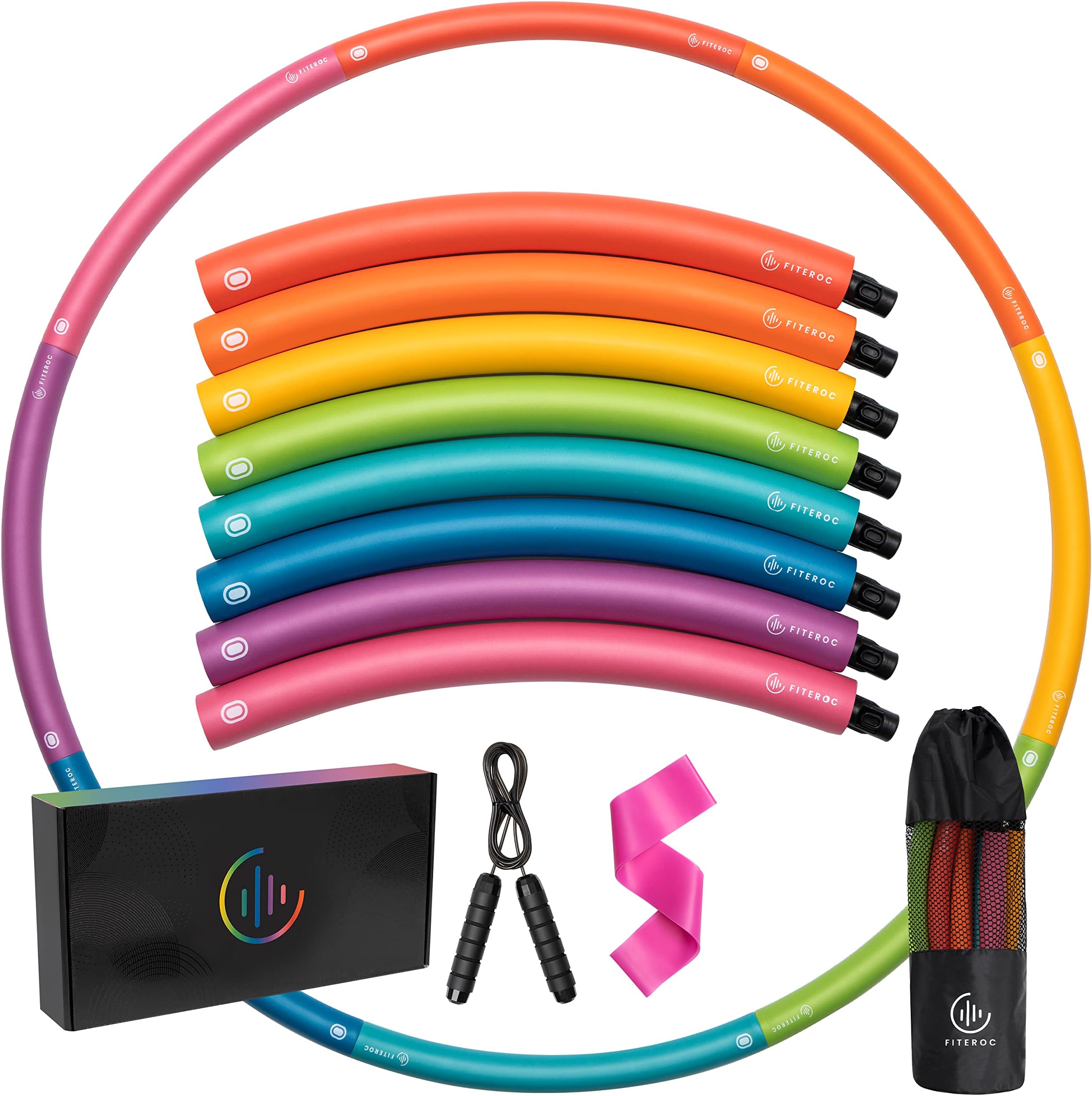 Fiteroc Weighted Fitness Hula Hoop Adult Beginner - Weighted Hula Hoop for Ad...