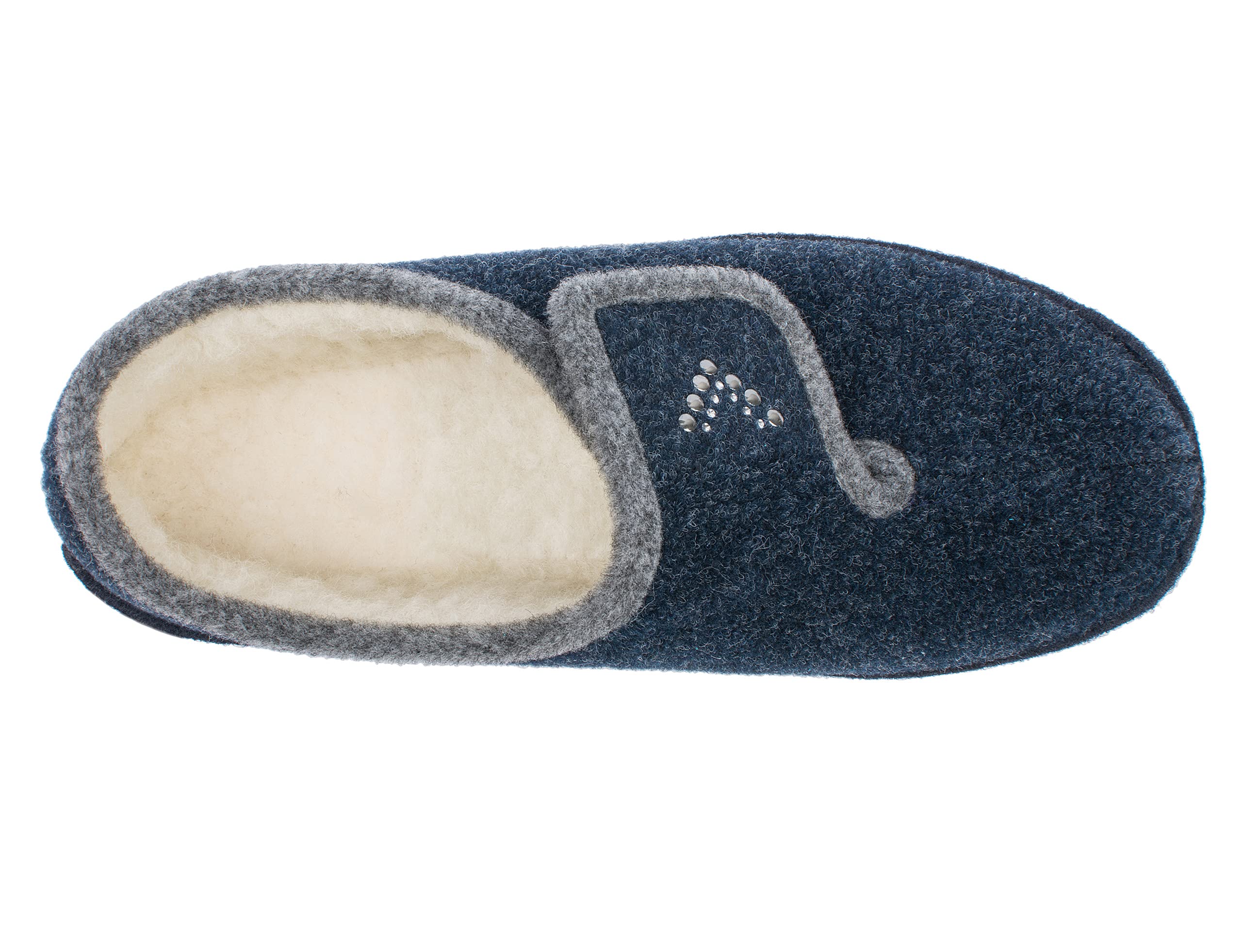 SCHAWOS Zapatillas de estar por casa Johanna para mujer, forro cálido, lana virgen, antideslizantes, cierre de velcro