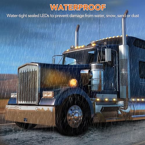 Miniatura 5 de 2 luces de guardabarros redondas de doble cara rojo ámbar de 4 pulgadas con montaje de perno, 48 luces LED de señal de parada y giro trasera para