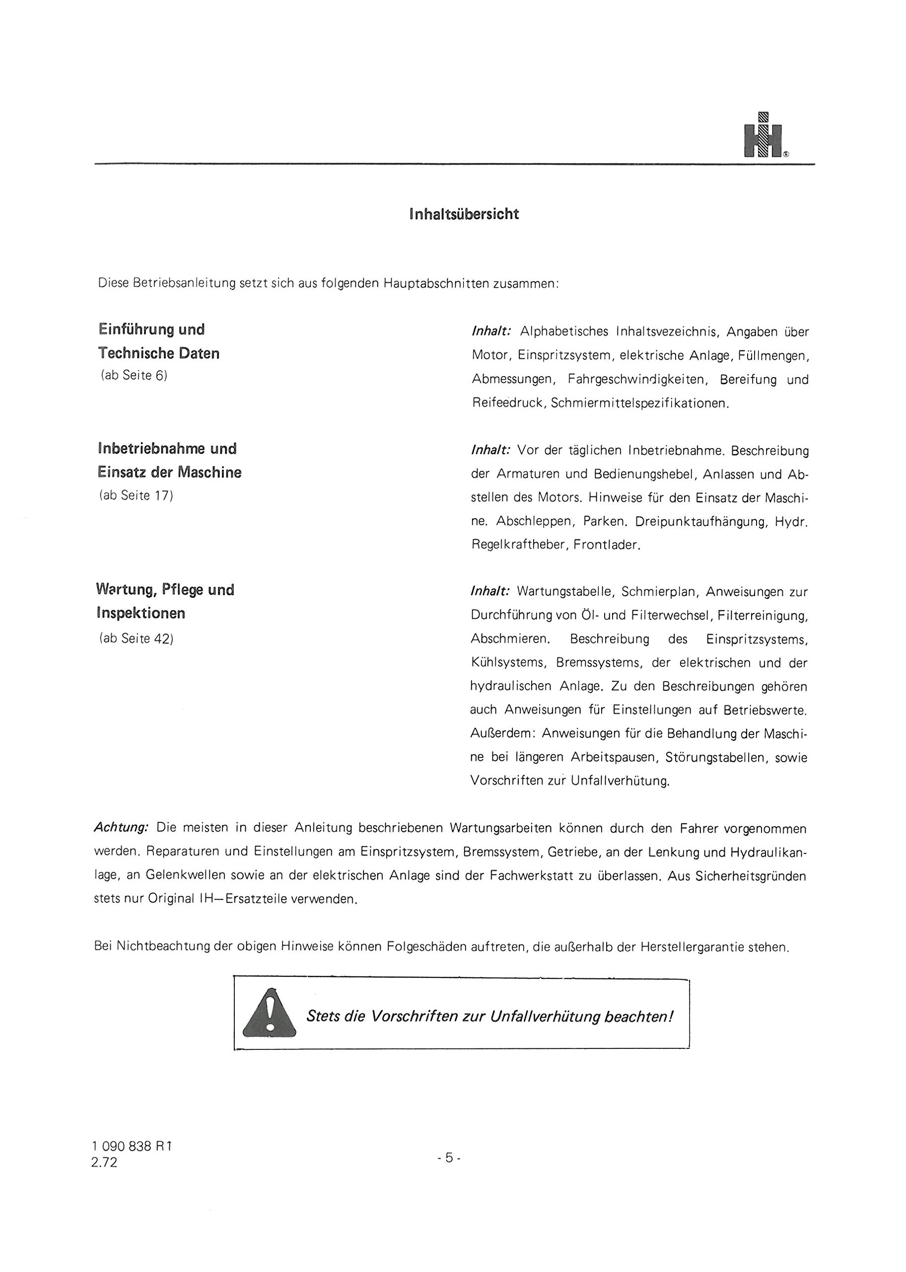 Betriebsanleitung IHC 553 654 724 824 Betriebsanweisung Betriebsanleitung IHC 553 654 724 824 Betriebsanweisung