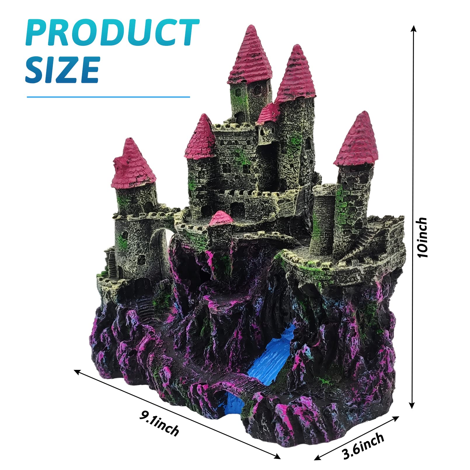 PINVNBY Aquarium Resin Castle Decoration Fish Tank Driftwood Castle Cave Hideouts House Plants Supplies Accessories(Pink) - Image 3