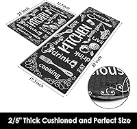 Vista 2 de Arttown - Juego de 2 tapetes antifatiga de cocina negros, con almohadillas para cuchillos y tenedores de cocina, tapete antideslizante impermeable