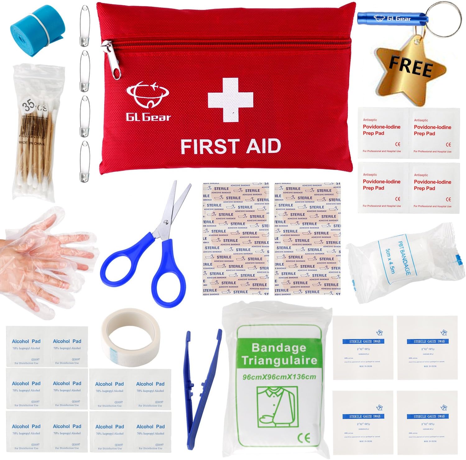 Portable First Aid Kit Medical Survival Bag,Mini Emergency Bag for Car,Home,Picnic,Camping,Travelling and Other Outdoor Activies(41pcs/Set),Complete Home Medical Bag,Free Bonus Offered