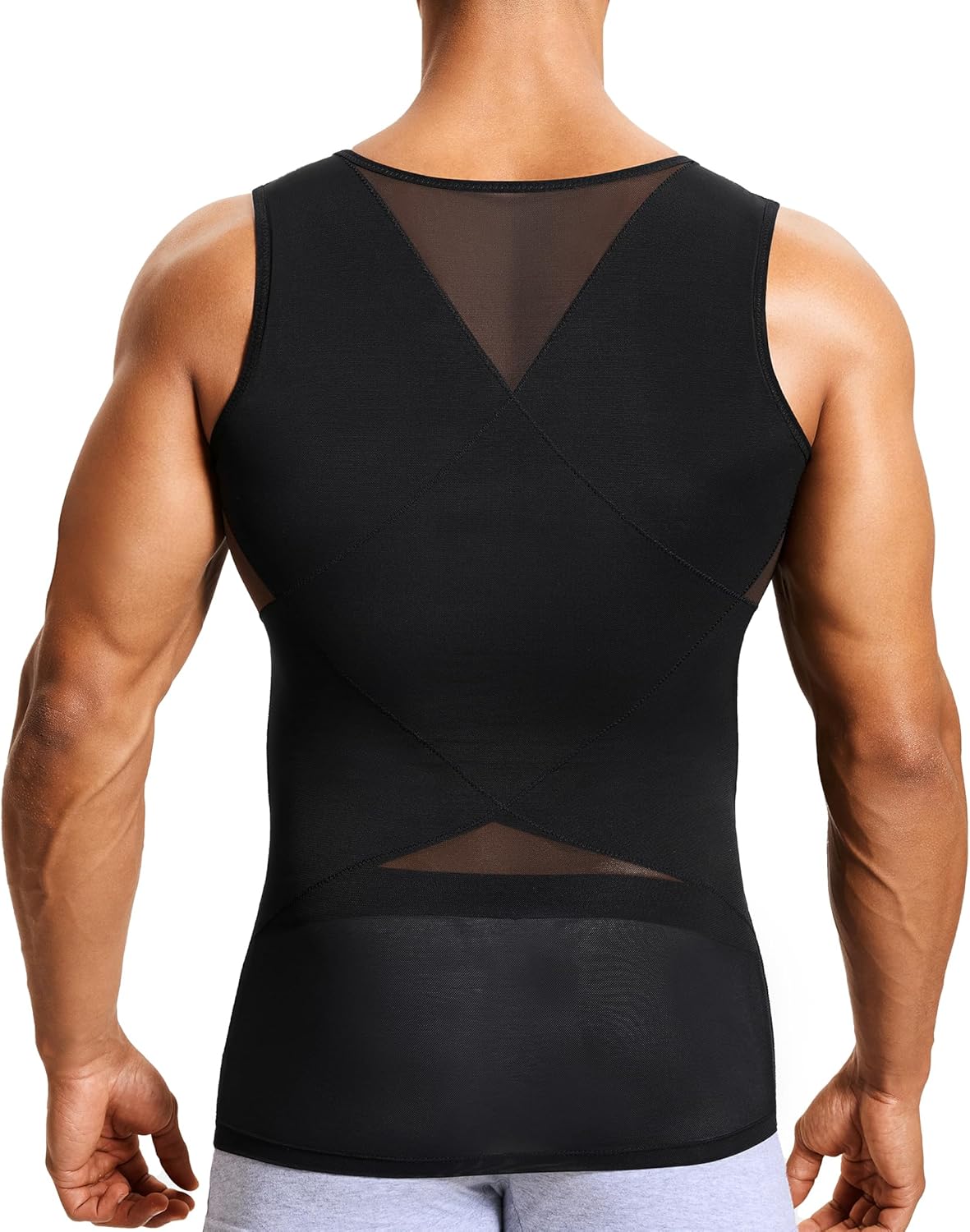 Mens Compression Shirt Slimming Body Shaper Vest Sleeveless Undershirt Tank Top Tummy Control Shapewear for Men - Image 2