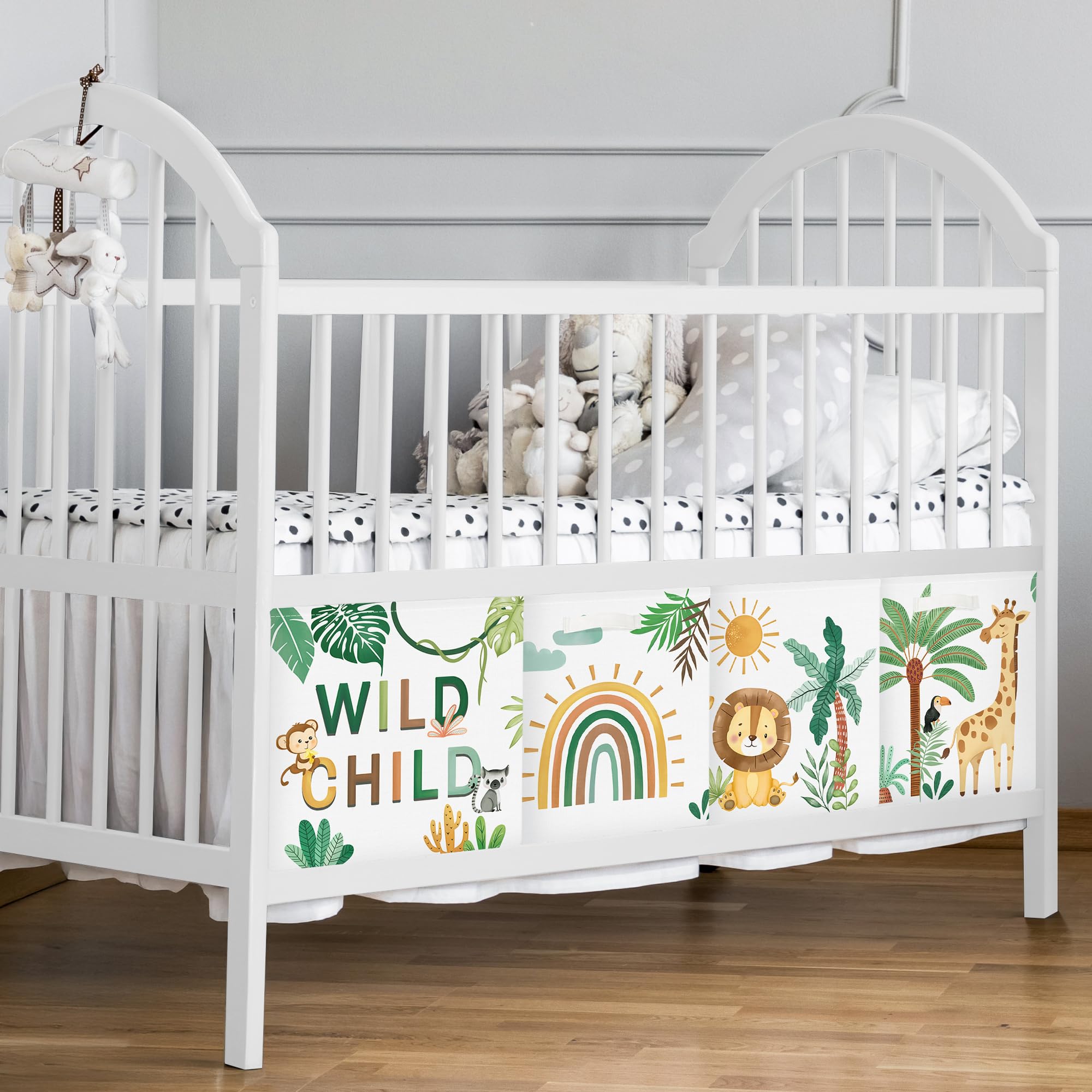 30cm Aufbewahrungsbox 3 Stück Boho Tier Giraffe Löwen Aufbewahrungskorb Kinder Falt Tropische Blätter Palmen mit Griffen Aufbewahrungswürfel Organizer für Spielzeug Bücher Kleidung
