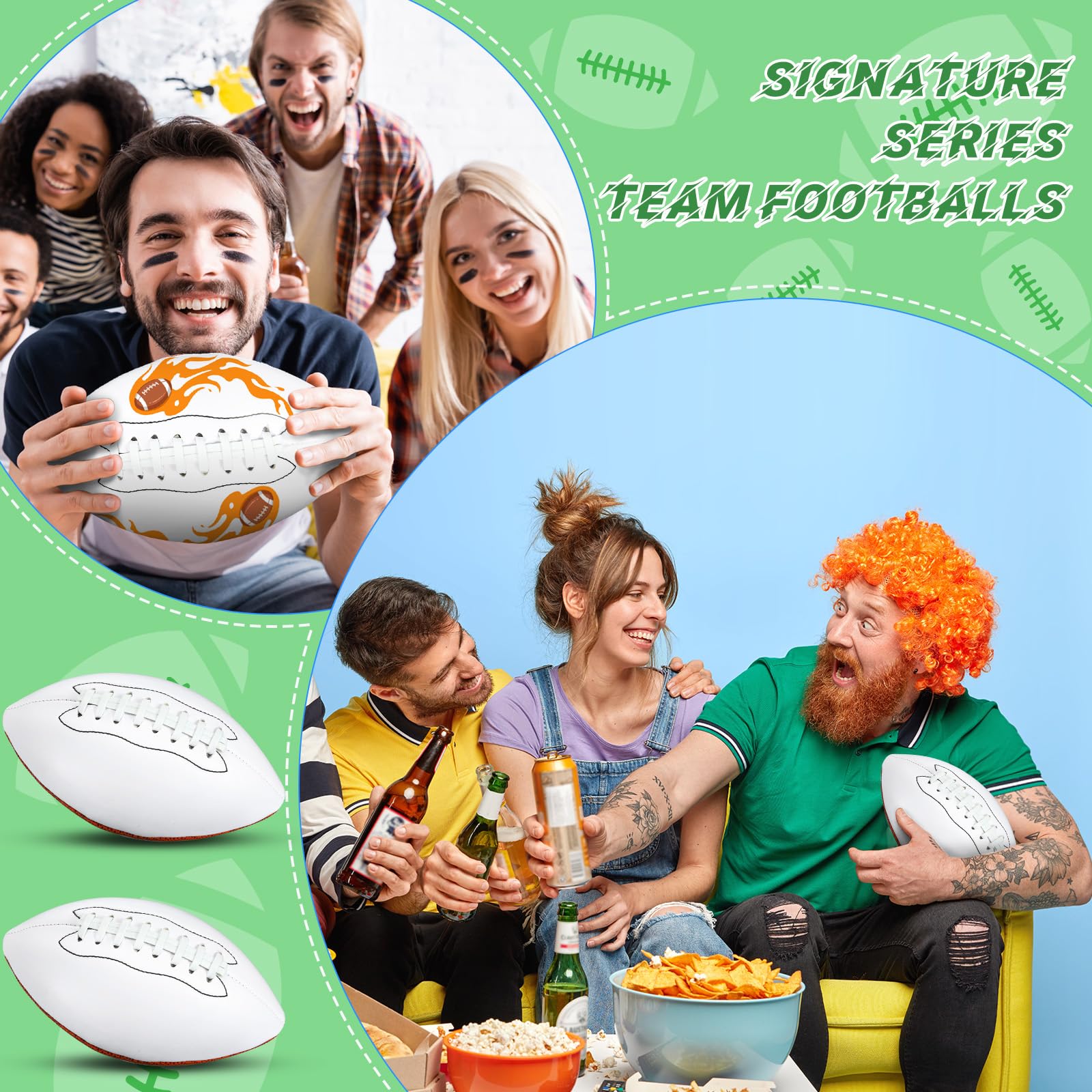 Jenaai 21 cm Autogramm-Fußbälle, blanko, weiße Paneele, offizielle Größe 3, personalisierbar, Teambälle, Trophäe für Rugby-Spiel