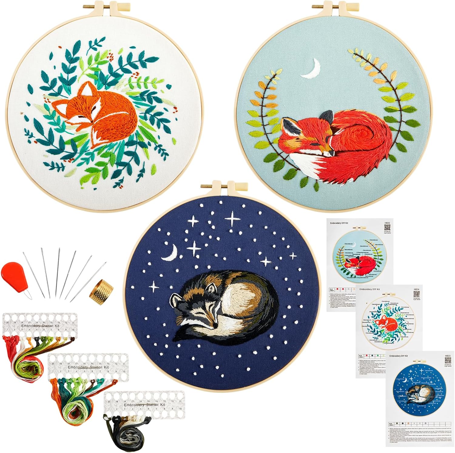 Armindou Embroidery Starter Kit with Animal Pattern for