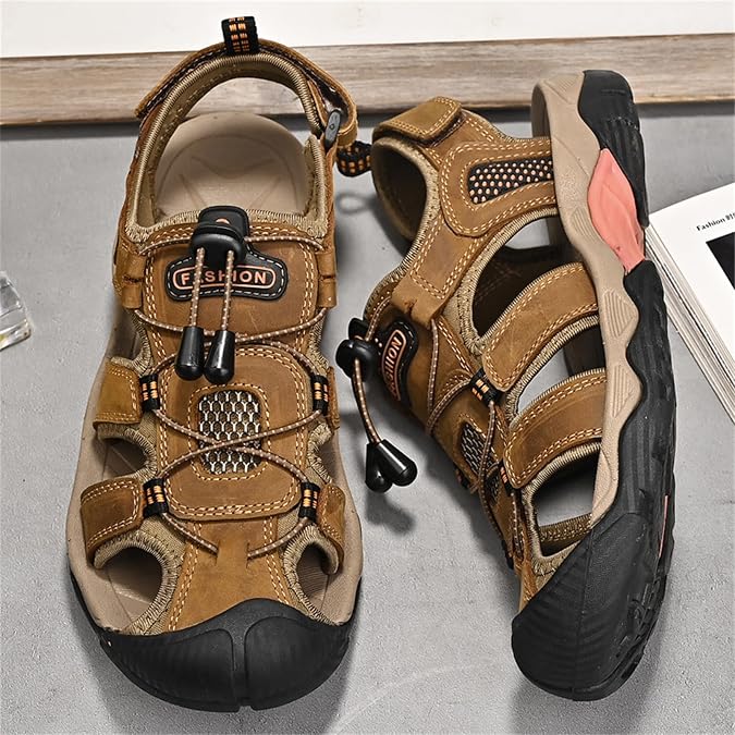 Men's Outdoor Sport Sandals Lightweight Hiking Sandals Closed Toe Athletic Trail Walking Casual Sandals Water Shoes