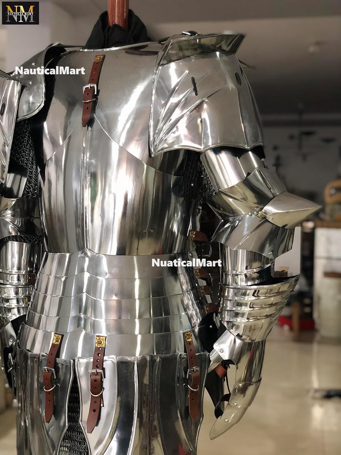 NauticalMart Medieval Half Suit of Armor Reenactment Wearable Breastplate Halloween Costume Silver