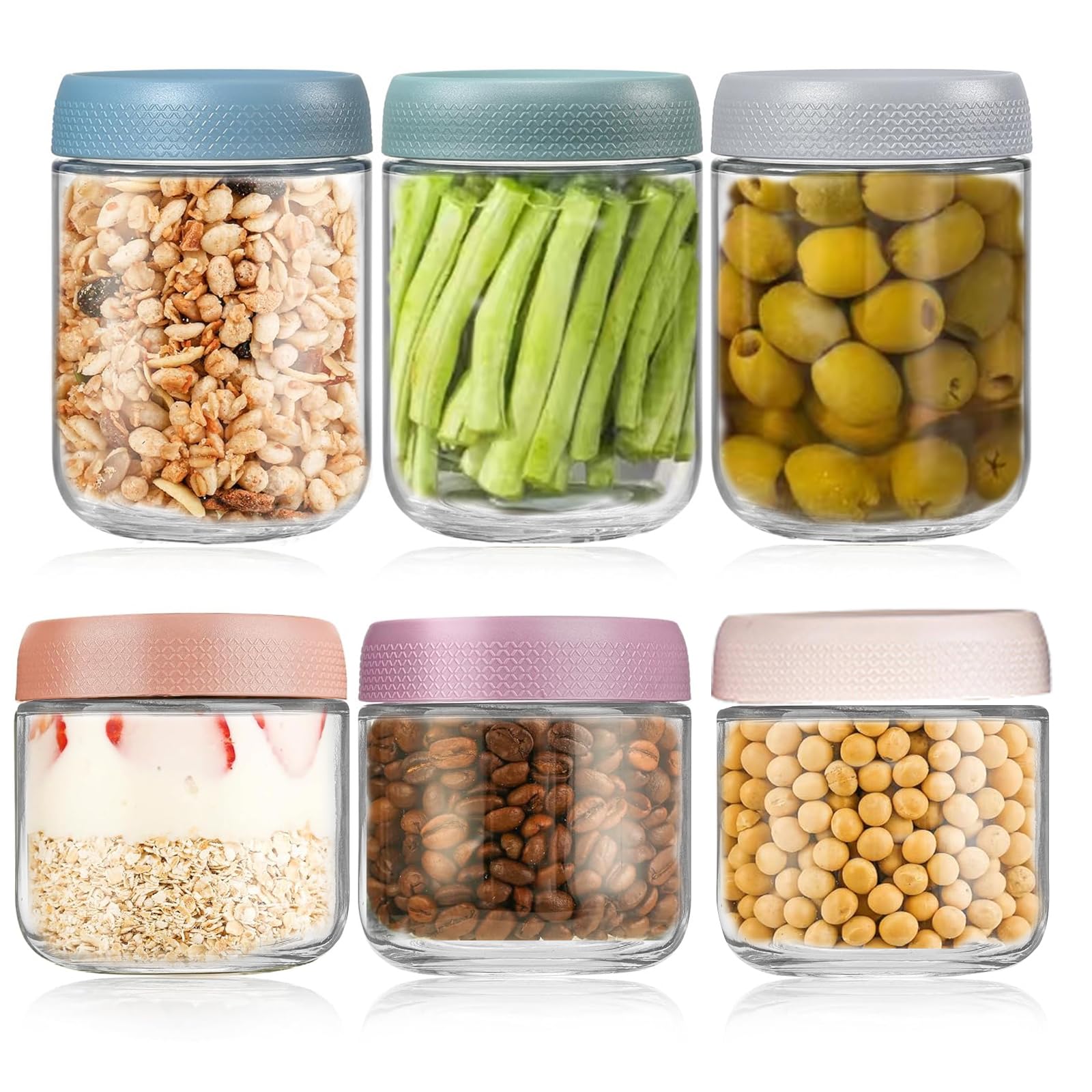 Bocaux Verre Hermétique Avoine Nuit, Pots Overnight Oats et Jars Prep Meal 300ml 480ml