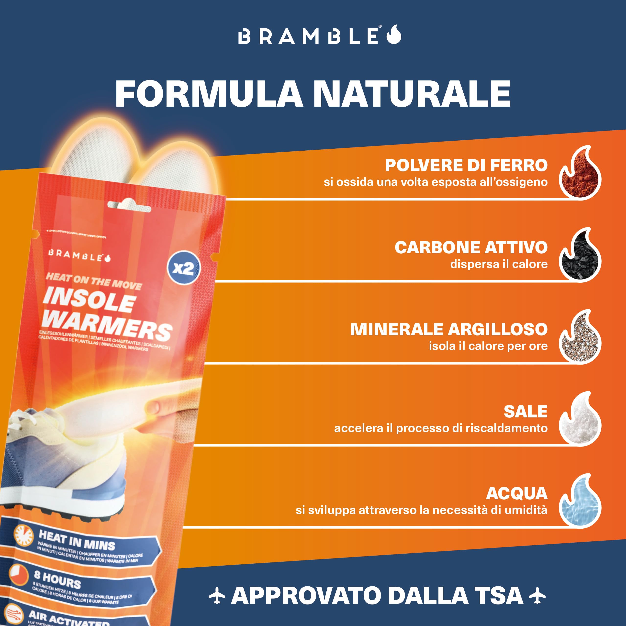 Bramble - Scaldapiedi - Solette riscaldanti per scarpe e stivali - Attivate dall'aria e inodori - Fino a 10 ore di calore