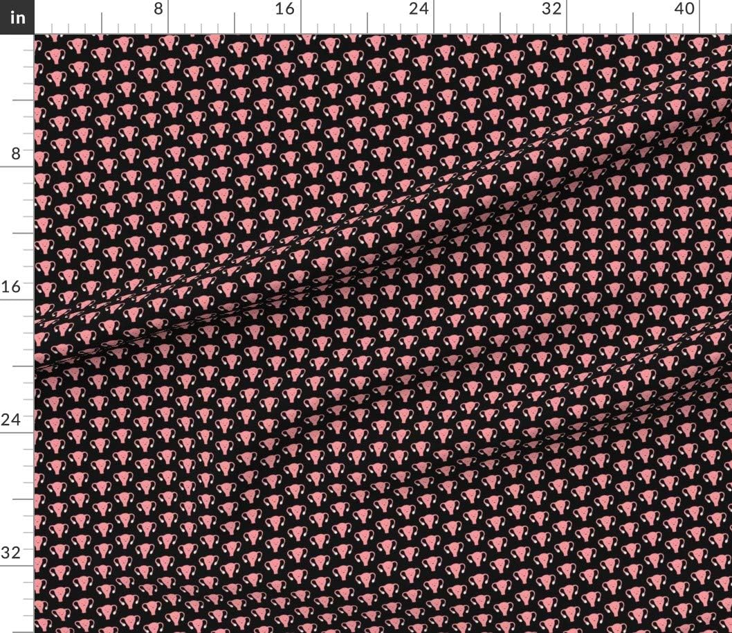 Spoonflower Fabric - Happy Uterus Black Small Rose Medical Blood Body Printed on Petal Signature Cotton Fabric by The Yard - Sewing Quilting Apparel Crafts Decor