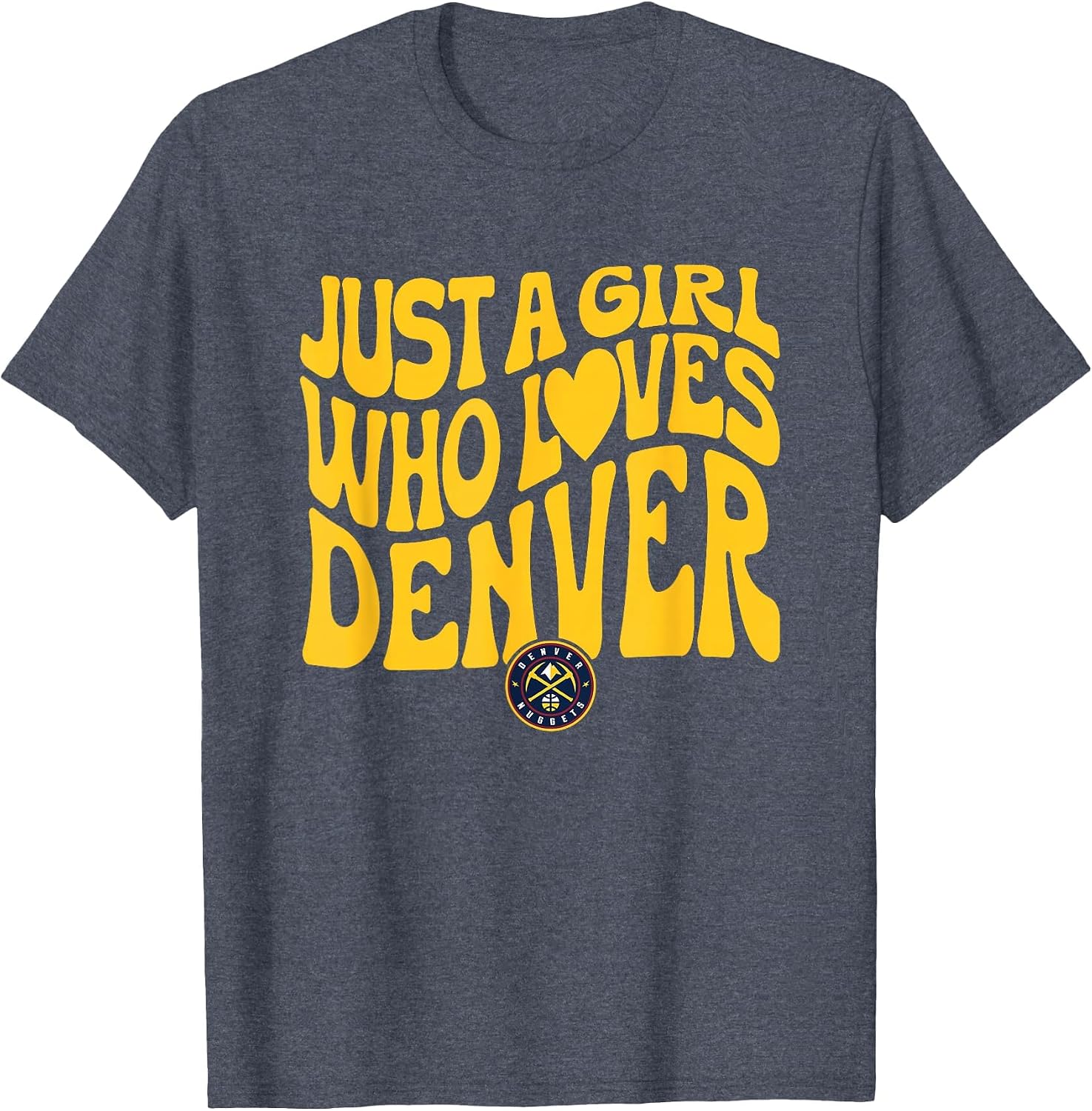 NBA Just a Girl Who Loves Denver Nuggets Wavy Logo T-Shirt image 3