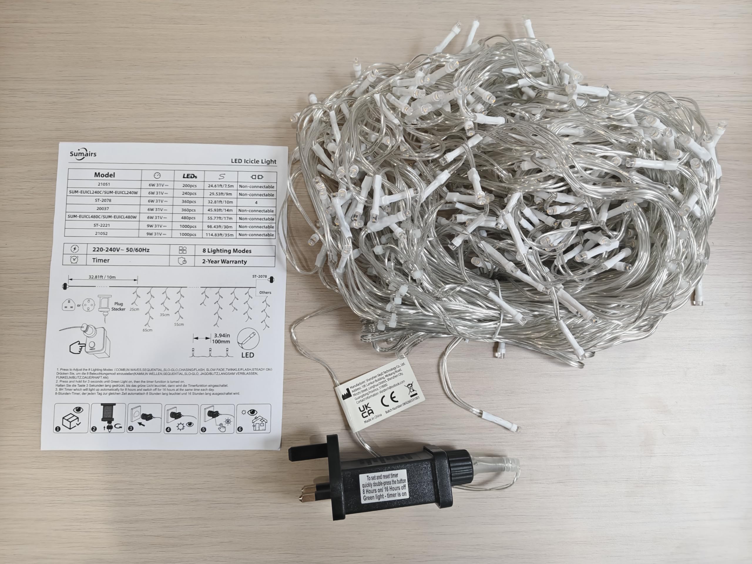 Sumairs Lichterkette Außen, 17M 480er LED Eisregen Außen mit Timer | Weihnachtsbeleuchtung Außen, Lichterkette Außen Strom Wasserdicht mit 8 Modi Memory-Funktion für Garten, Dach, Warmweiß