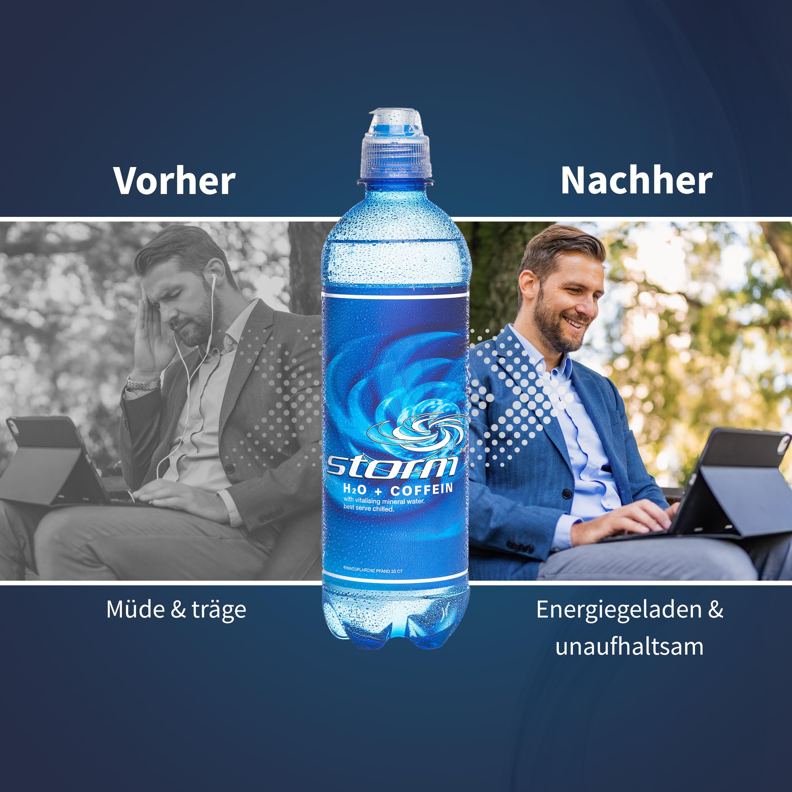 STORM Koffeinhaltiges Wasser 24er Set 500ml - zuckerfrei, kalorienfreies Wasser mit Koffein, perfekt für Festivals & lange Nächte, Kaffee-Alternative & Wachmacher, ohne Zusätze - inkl. 6€ Pfand