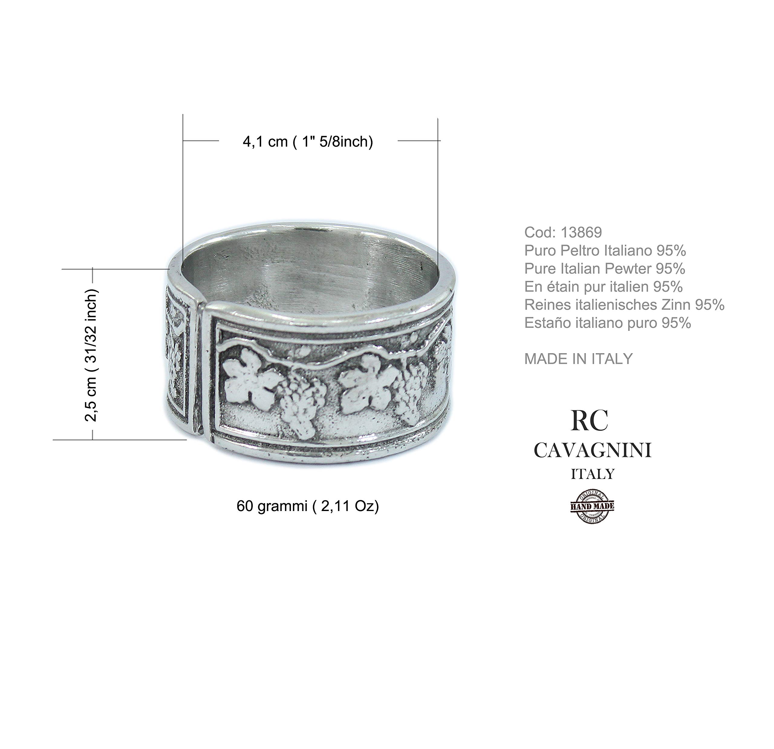n. 6 ronds de serviette, couleur argent en étain, anneau, faits à la main en Italie de Cavagnini
