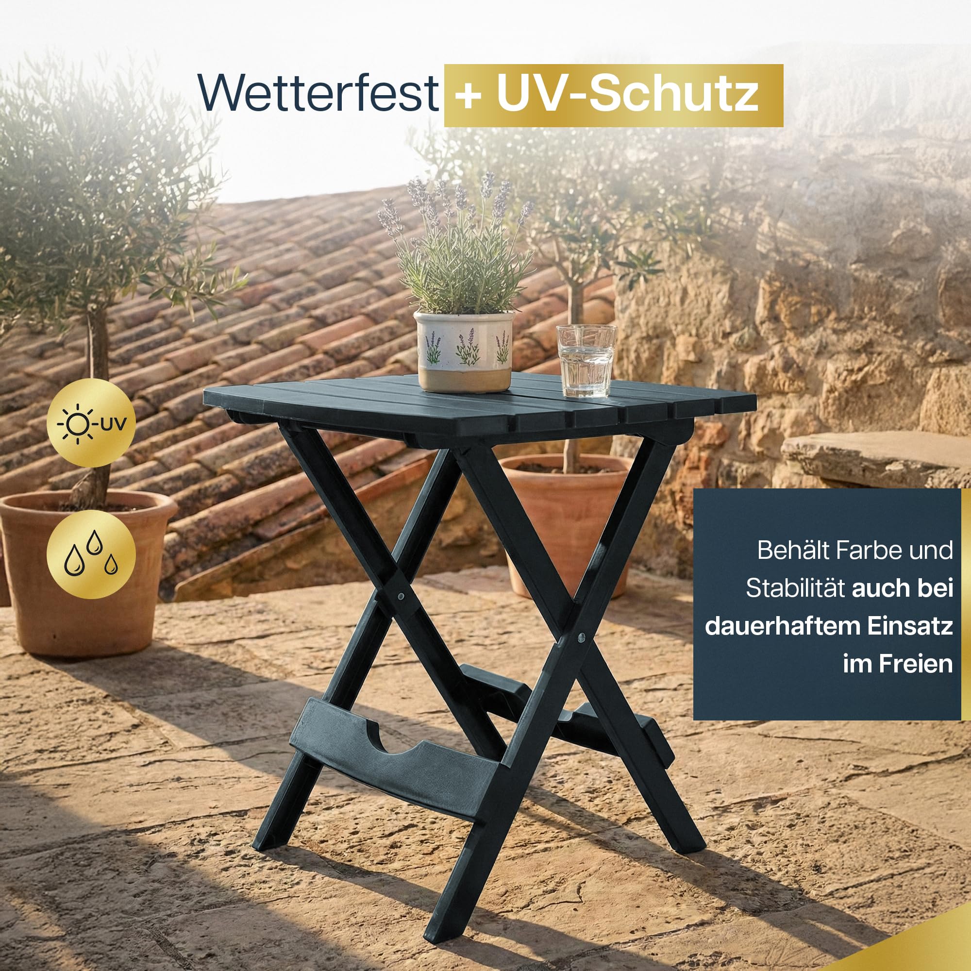Klapptisch Klein Outdoor Für Kleine Räume, Leicht, Praktisch Und Einfach Zu Verstauen. Ideal Für Balkone, Terrassen Und Ausflüge. Als Balkon Tisch Klein Klappbar Tragbar Und Funktional.