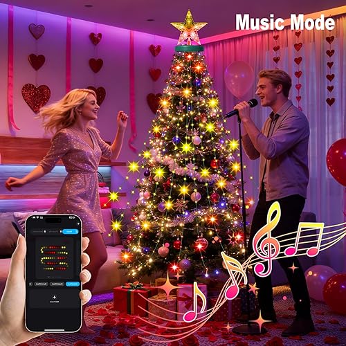 Miniatura 5 de Guirnalda de luces inteligentes que cambian de color con anillo, 330 luces LED para el árbol del día de San Valentín, aplicación y control remoto,