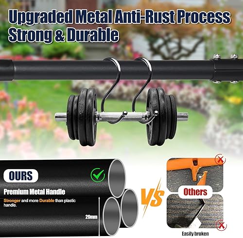 Miniatura 6 de Herramienta de césped de alta resistencia, cortador de malezas de acero al carbono ajustable de 34-49 pulgadas con mango de goma de agarre cómodo,