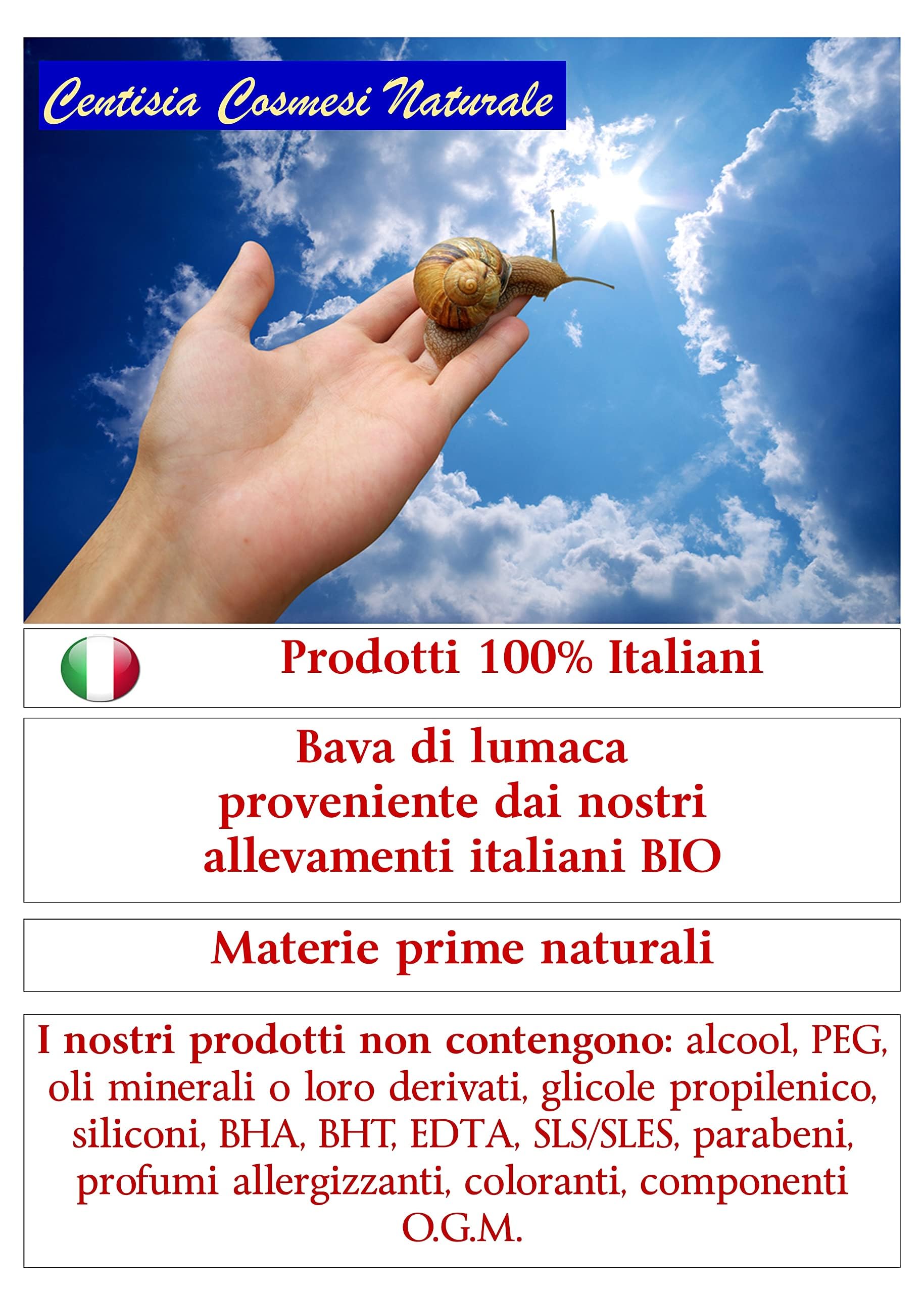 Ślimak Purissima 100% 100 ml | Naturalna regeneracja | Rozjaśniający, przeciwstarzeniowy i regenerujący | Wyprodukowano we Włoszech | Organiczny kosmetyk do twarzy i ciała