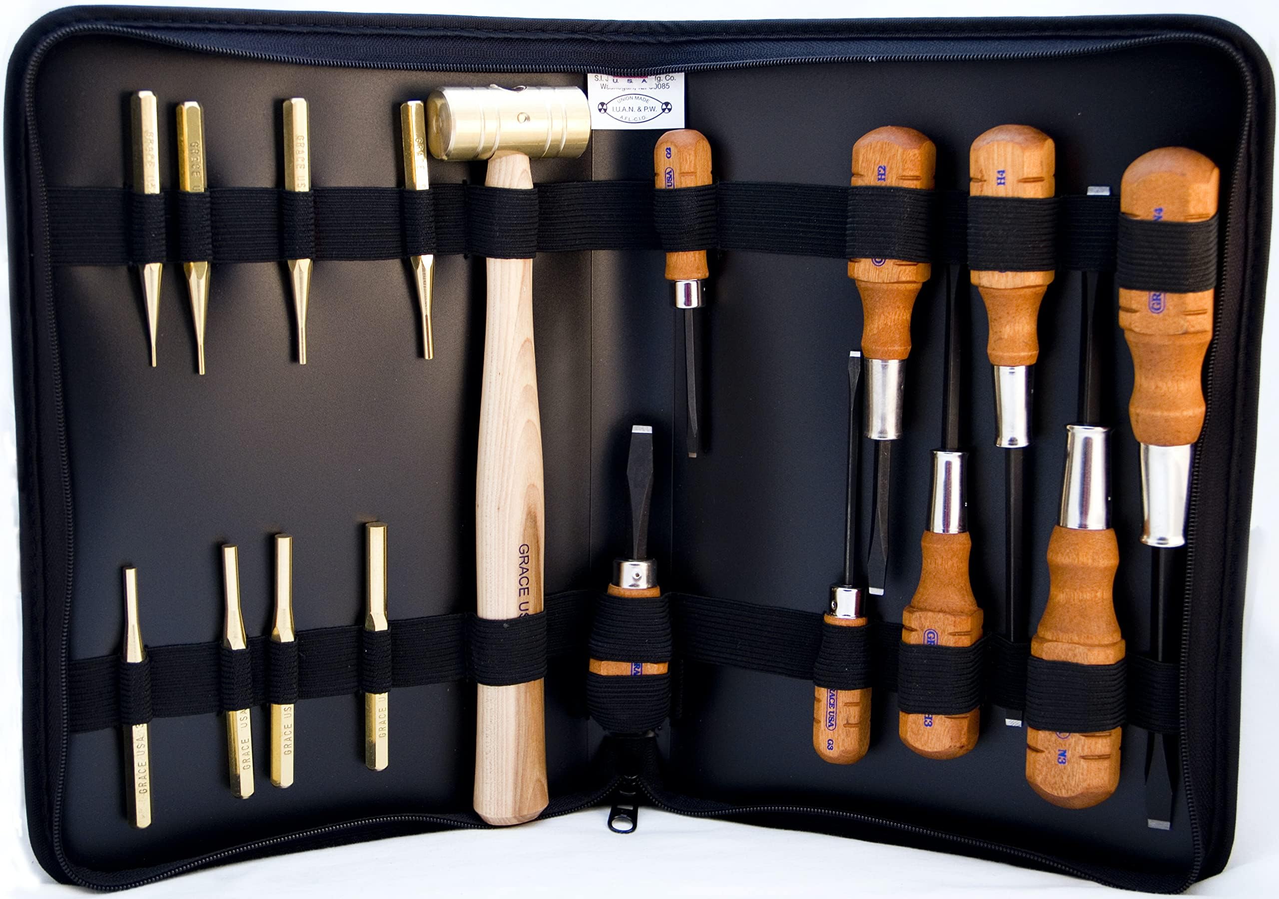 GRACE USA Gun Care Tool Set In Nukaf Case, Tools for Gunsmiths, Includes Screwdrivers, Brass Punches and 17 Tool Set, Made in USA