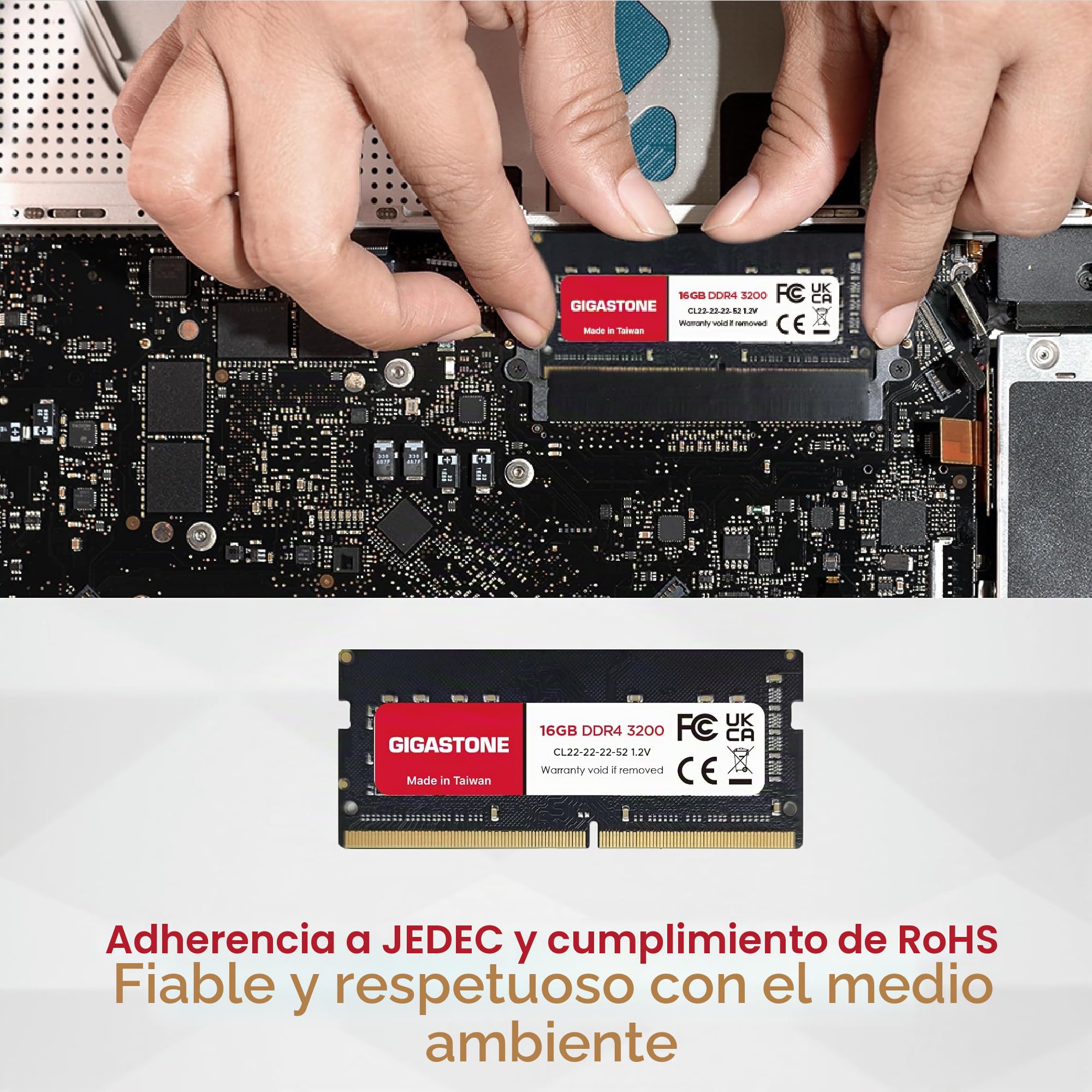 【DDR4 RAM Solo portátil】 GIGASTONE 32GB Kit(2x16GB) DDR4 3200MHz(2933MHz or 2666MHz) PC4-25600(PC4-23400, 21300) CL22 1.2V SODIMM 260pin Memoria portátil sin búfer, sin ECC, Alto Rendimiento