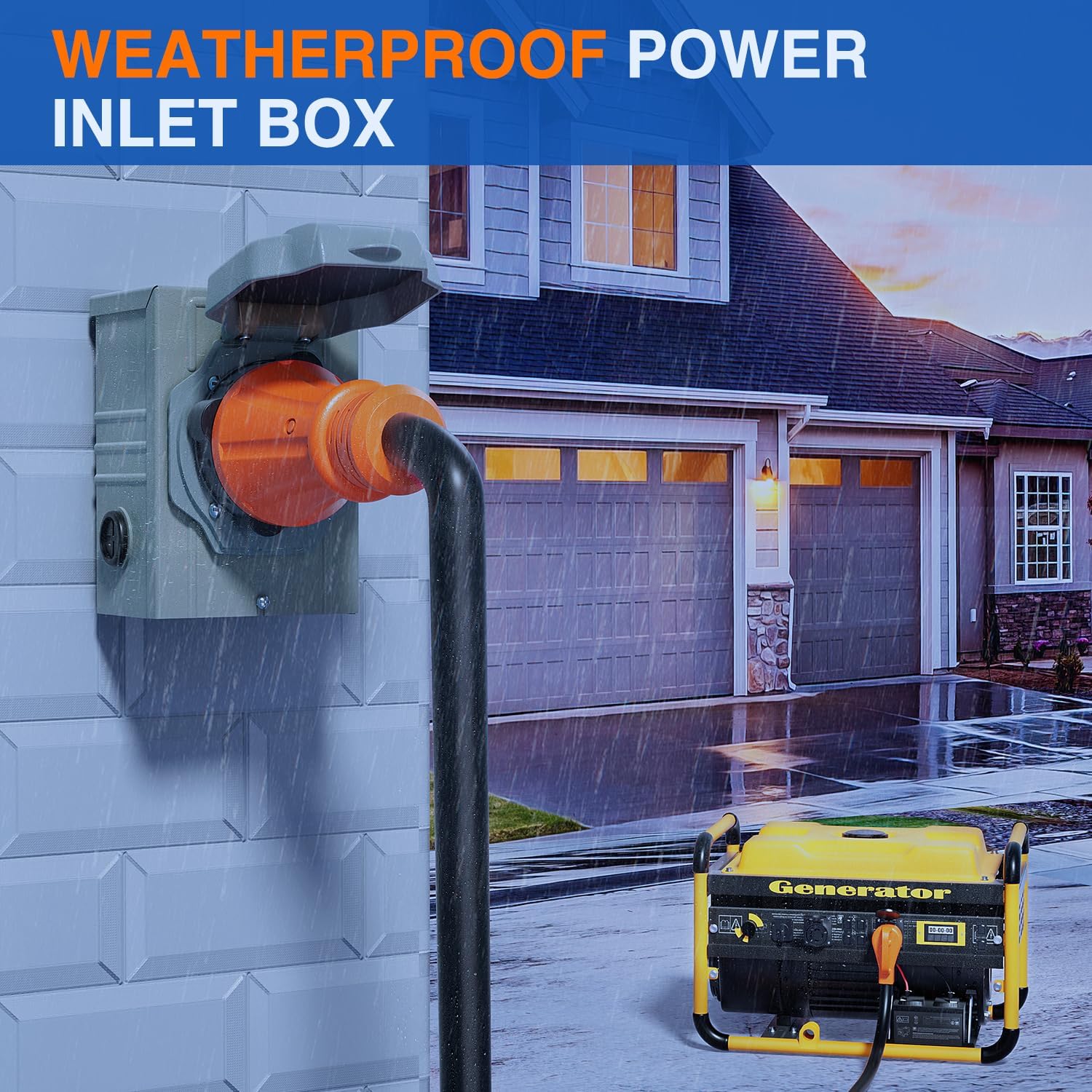 Nilight 50 AMP Generator Power Inlet Box 125/250V NEMA SS2-50P Receptacle LED Indicator Pre-drilled ETL Listed Enclosed Lockable Waterproof Outlet for RV Camper Outdoor Use